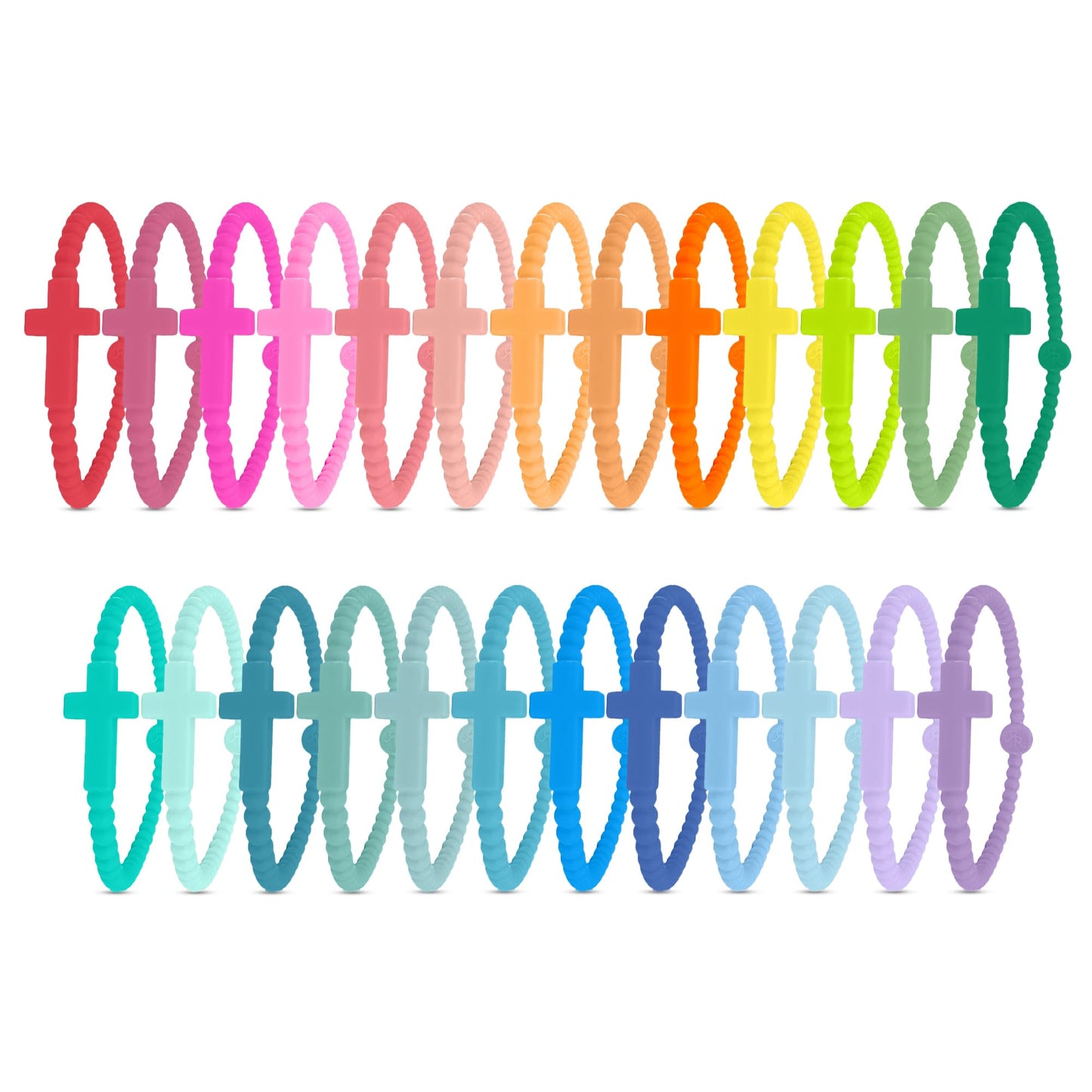 Ryan & Rose Jesus Bracelets - Cross Silicone Bracelet (Kaleidoscope (25 Pack), Small)