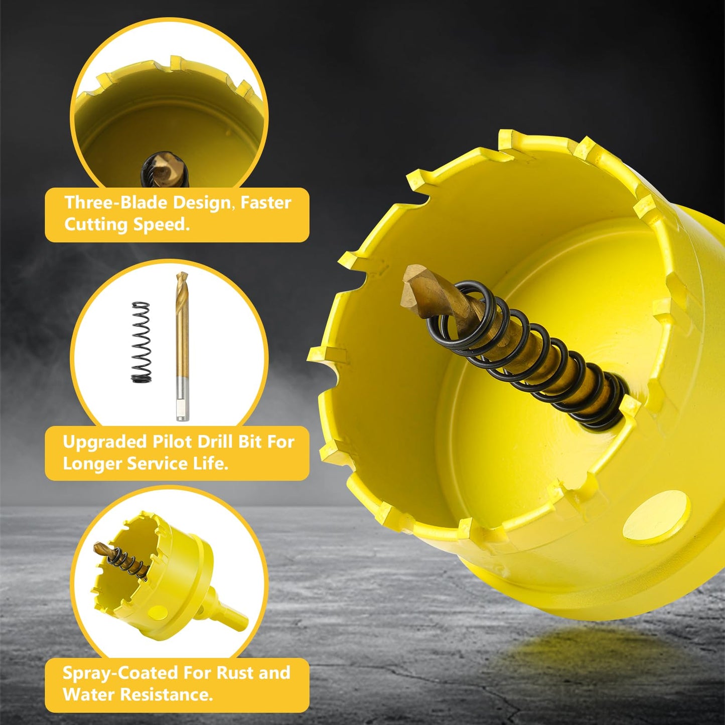 14PCS Carbide Hole Saw Kit for Metal,1/2'' to 2-1/8" TCT Hole Saw Set with Titanium-Plated Upgrade Pilot Drill bits for Stainless Steel,Hard Metal,Wood, Plastic,Iron