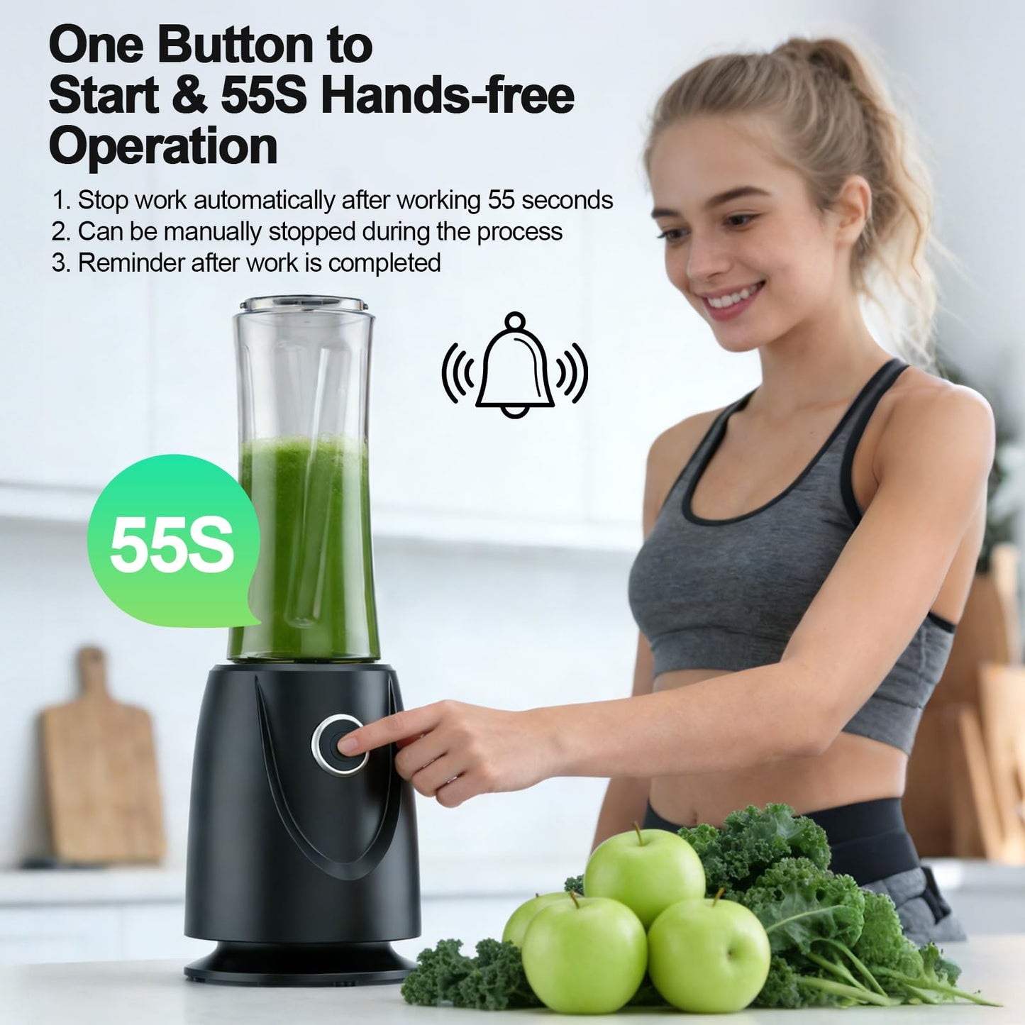 OMMO 500W Personal Blender for Smoothies, Milkshakes and Juices with 4-Fin Blades, 17oz BPA-Free Tritan Portable Cup, Powerful Single-Serve Kitchen Blender
