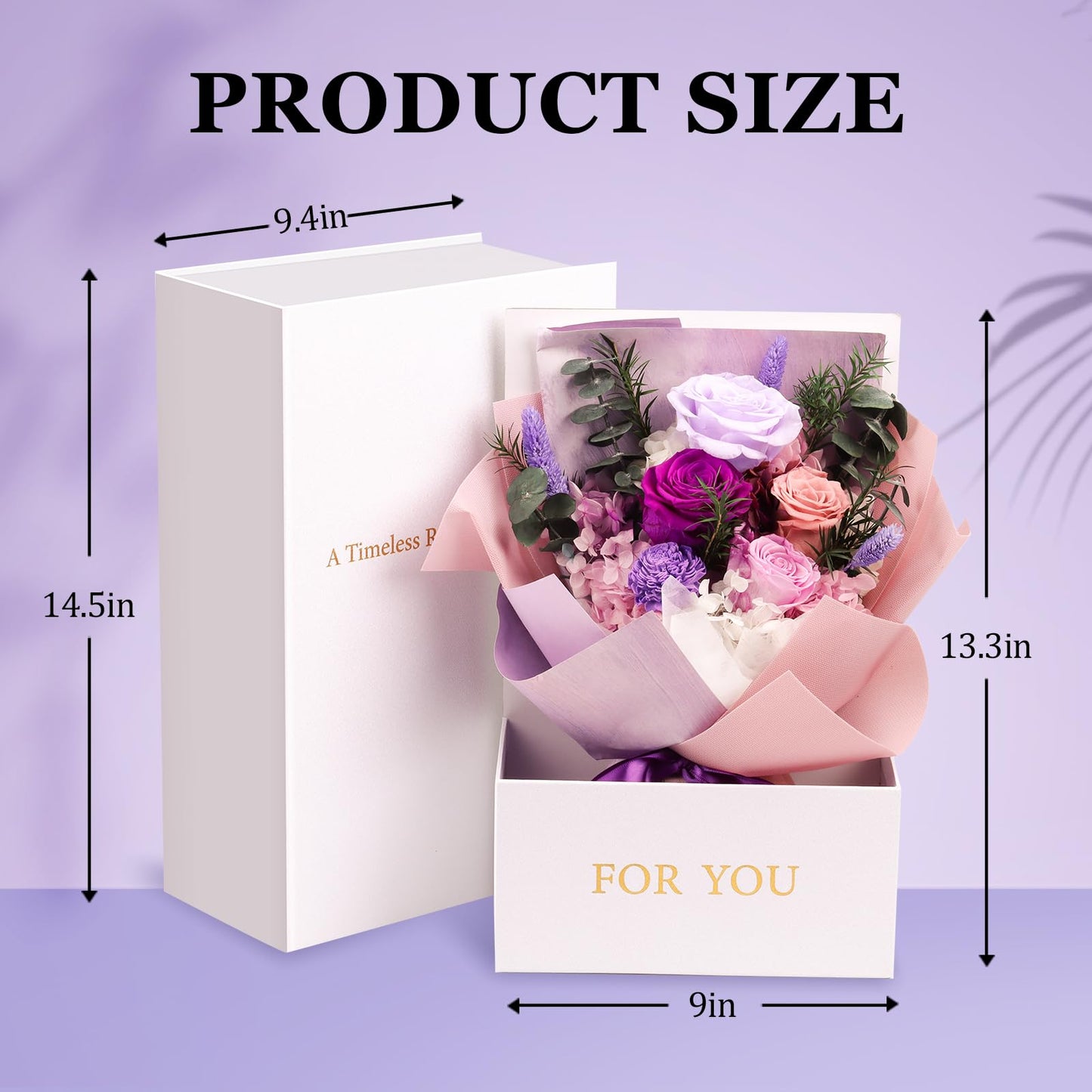 Oerdoh Flowers for Delivery Prime, Preserved Flowers, 5 Forever Purple Roses, Long-Lasting Flower Bouquet with Gift Box, Happy Birthday Flowers Gifts for Women Mom Grandma Wife Friends