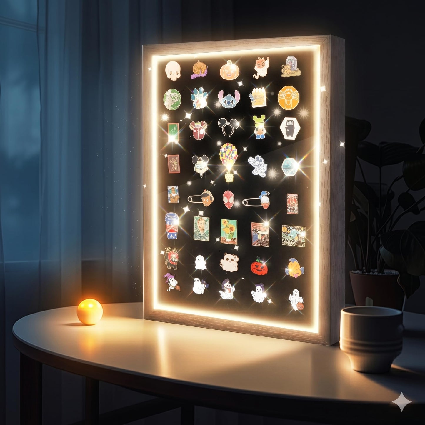 swakuszy Light Up Pin Display Case – 16x12 Black Enamel Pin Display Board with Light, Pin Holder and Pin Collection Display Frame, Pin Display for Wall or Tabletop, Pin Board for Enamel Pins
