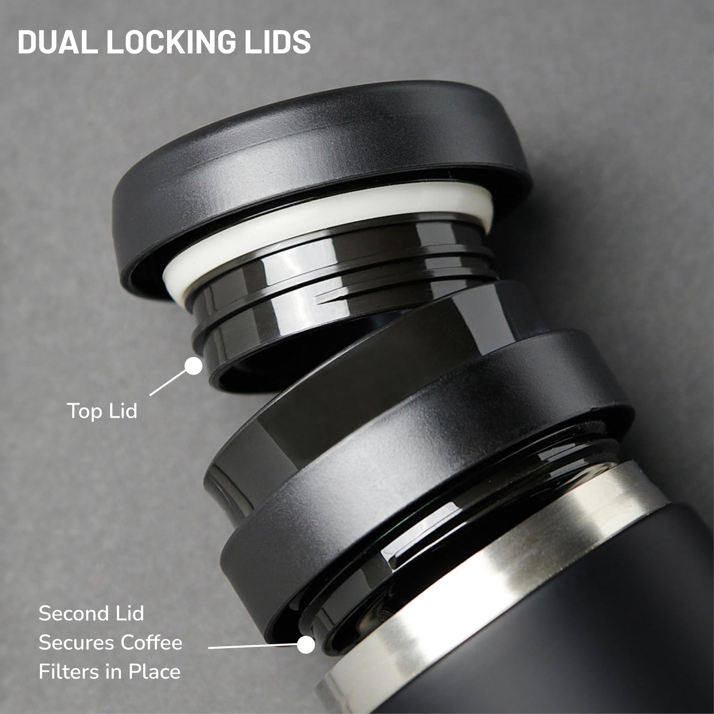 ESPRO Go P0 Ultralight French Press Coffee Maker for Travel, Vacuum Insulated Stainless Steel, 16 Ounces, Matte Meteorite Black