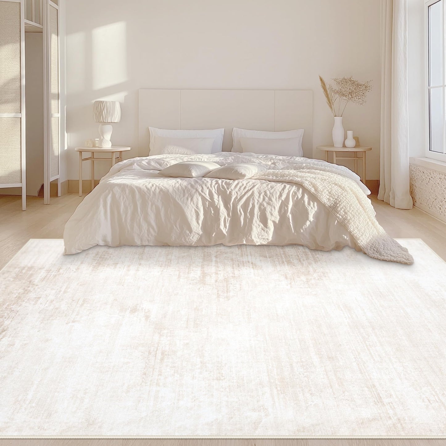Area Rugs 5x7 Living Room: Washable Rug Modern Abstract Large Rug Soft Non Slip Neutral Rugs Stain Resistant Indoor Carpet for Bedroom Kitchen Dining Room Table Nursery Home Office Rugs(Beige,5'x7')