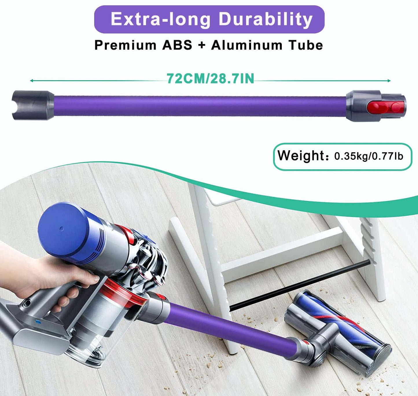 GYLBF Quick Release Wand Compatible for Dyson V15 V11 V10 V8 V7 Stick Vacuum Cleaners, Vacuums Attachment Extension Tube, 28.3 IN (Purple)