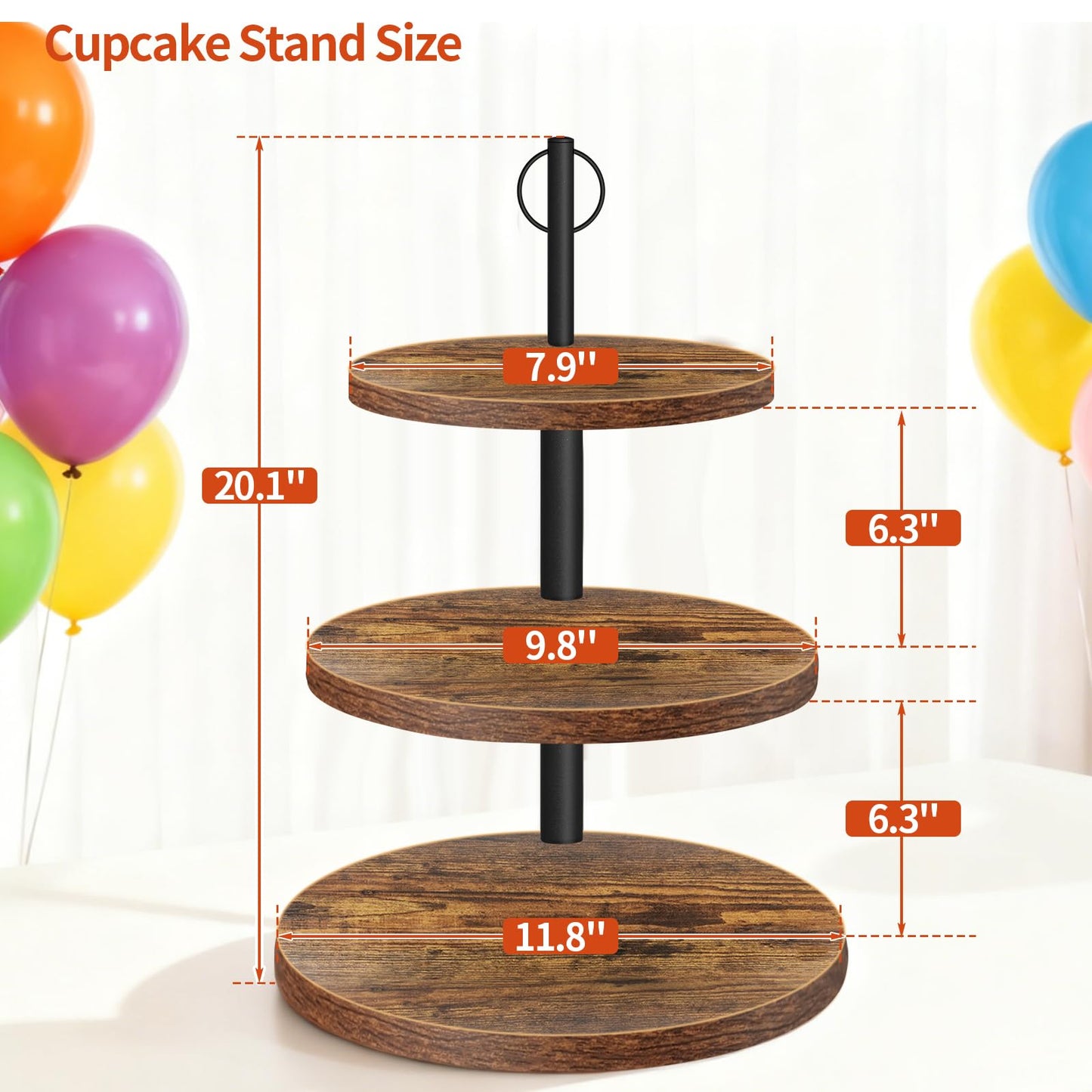 OugeWood Cupcake Stand, 3 Tier Cake Stands Rustic Dessert Table Display Set Wood Cupcake Tower Cake Stand Tiered Tray Stand for Wedding Birthday Baby Shower 2 Pack