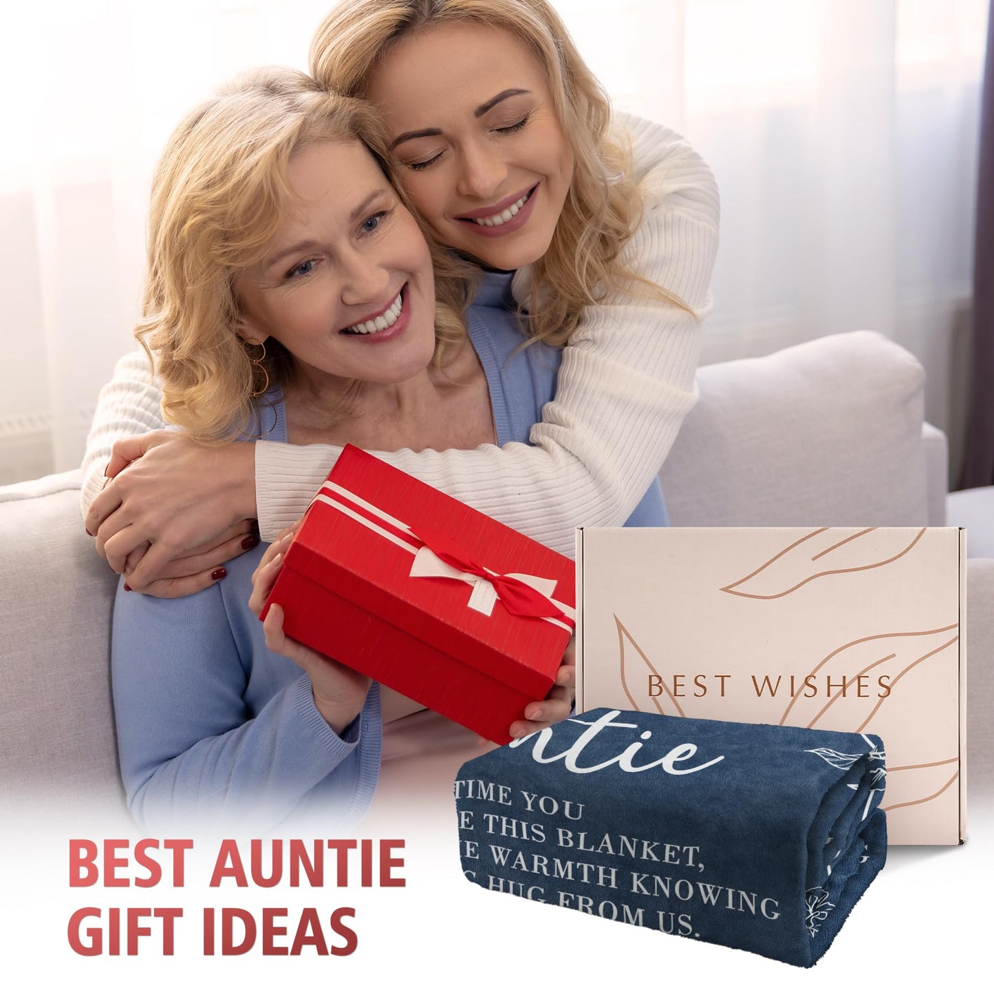 GiltGlimmer Auntie Gift Ideas, Aunt Gifts from Niece Nephew, Birthday Gift for Auntie, to My Auntie Throw Blanket 50" x 60", Blue