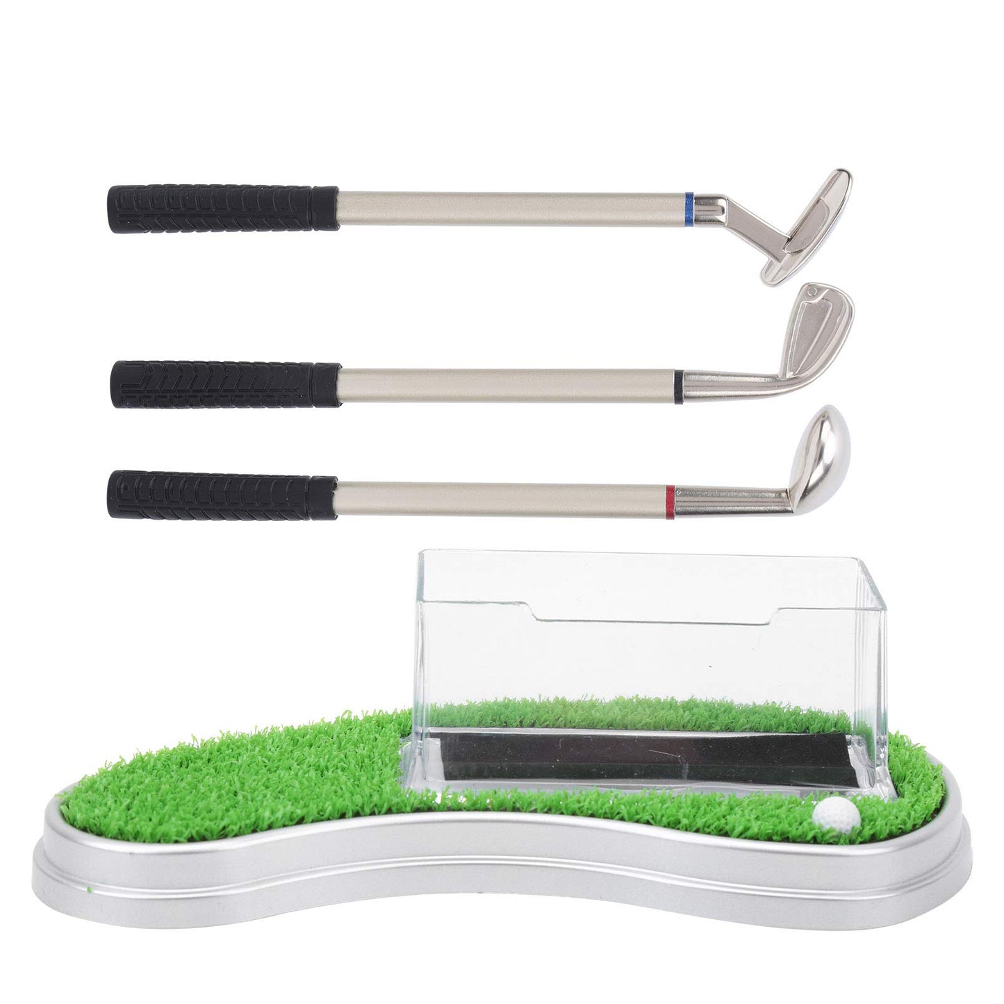 Alomejor Office Desk Golf Bag Pencil Holder with Golf Pens Business Card Box Base for Golf Souvenirs Gifts