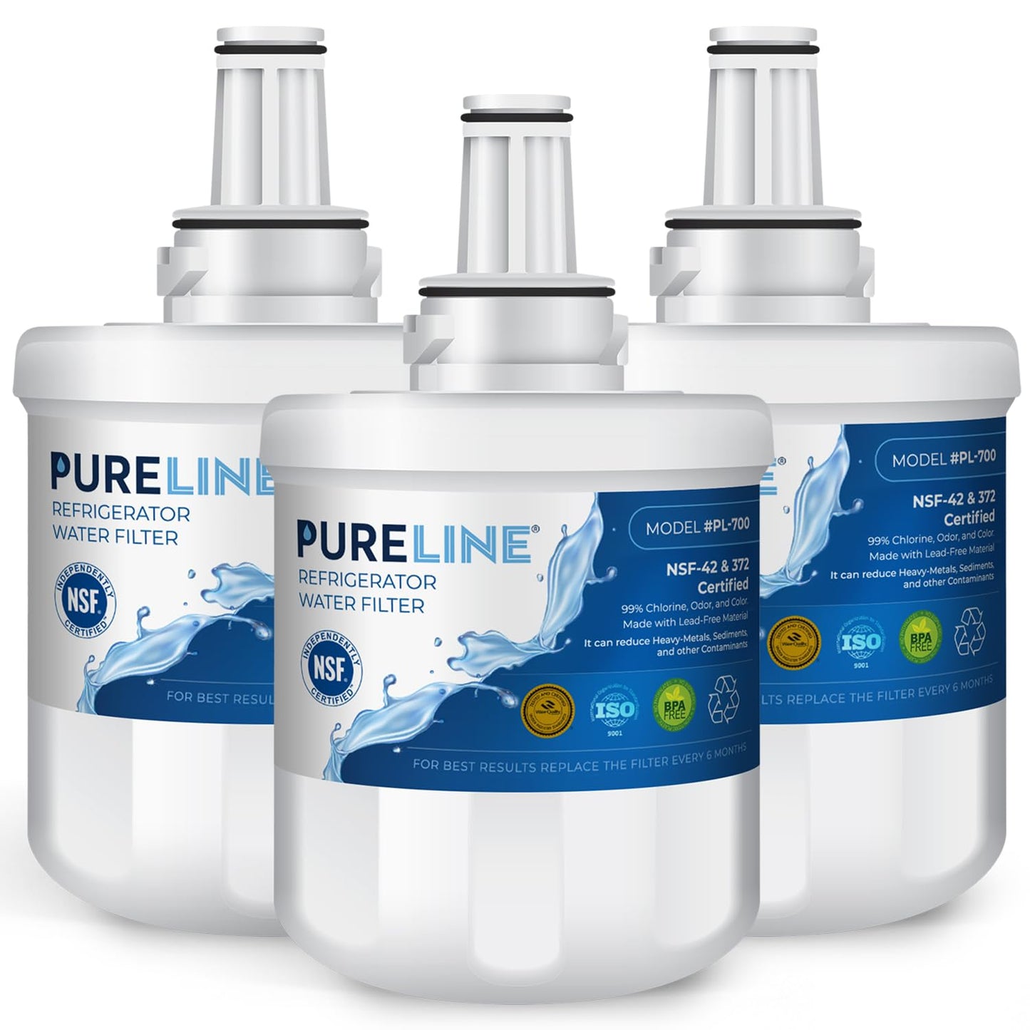 Pureline Replacement for DA29-00003G Water Filter Samsung, Aqua-Pure Plus, RSG257AARS, DA29-00003F, DA29-00003B, DA29-00003A, RF267AERS, RS22HDHPNSR Refrigerator Water Filter (3 Pack)