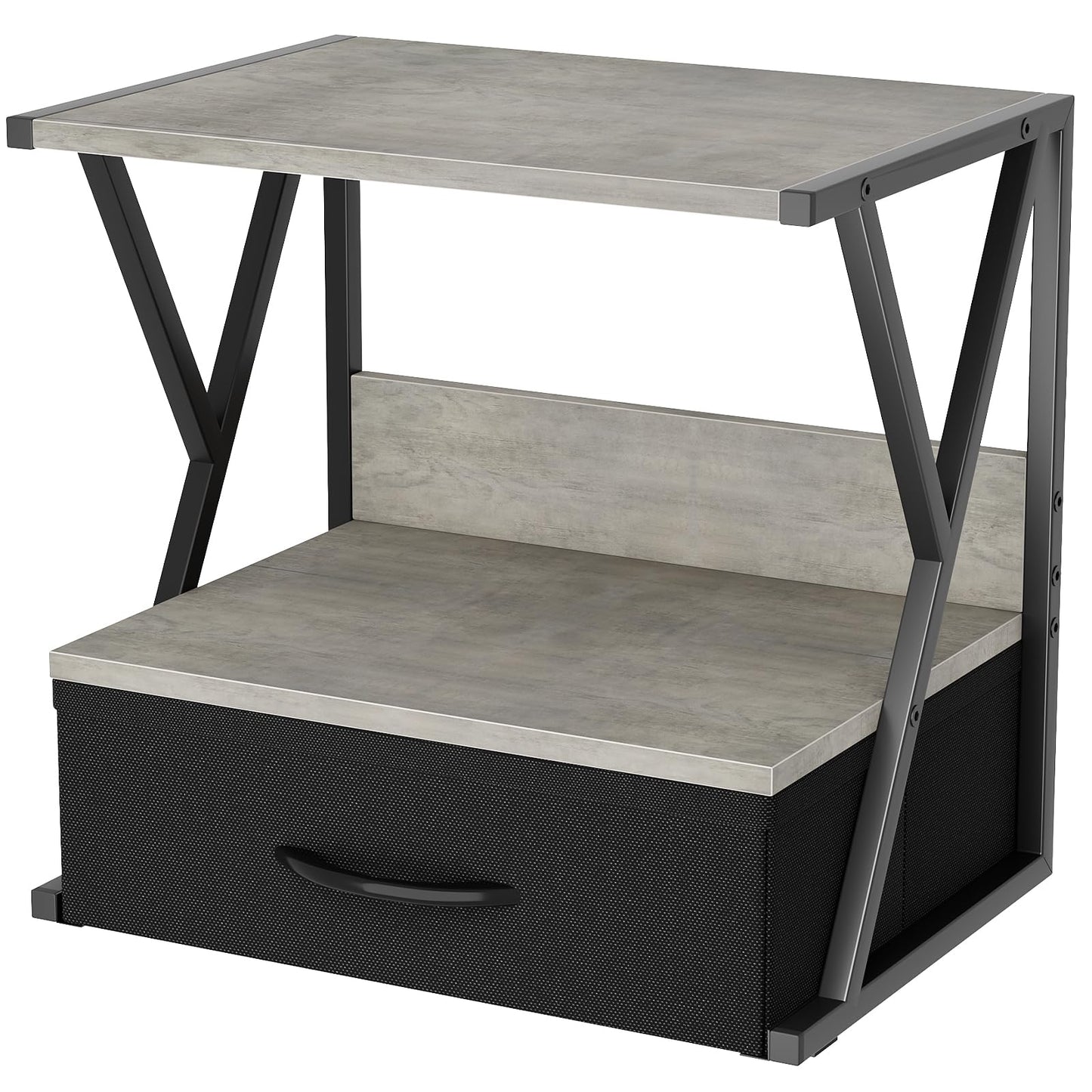 aboxoo Printer Stand for Desk with Storage Drawer, 2 Tier Desktop Or Under Desk Shelf, Multi-Purpose Desks Organizer for Home Office, fit Fax Machine/3D Printer/Scanner, Grey