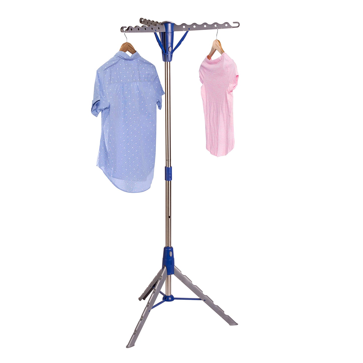 Honey-Can-Do 64-Inch Steel Tripod Clothes Drying Rack, Foldable Collapsible Laundry Stand with 3 Rotatable Arms, Holds 30 Hangers, Space-Saving Indoor Outdoor Air Dry Rack, Blue