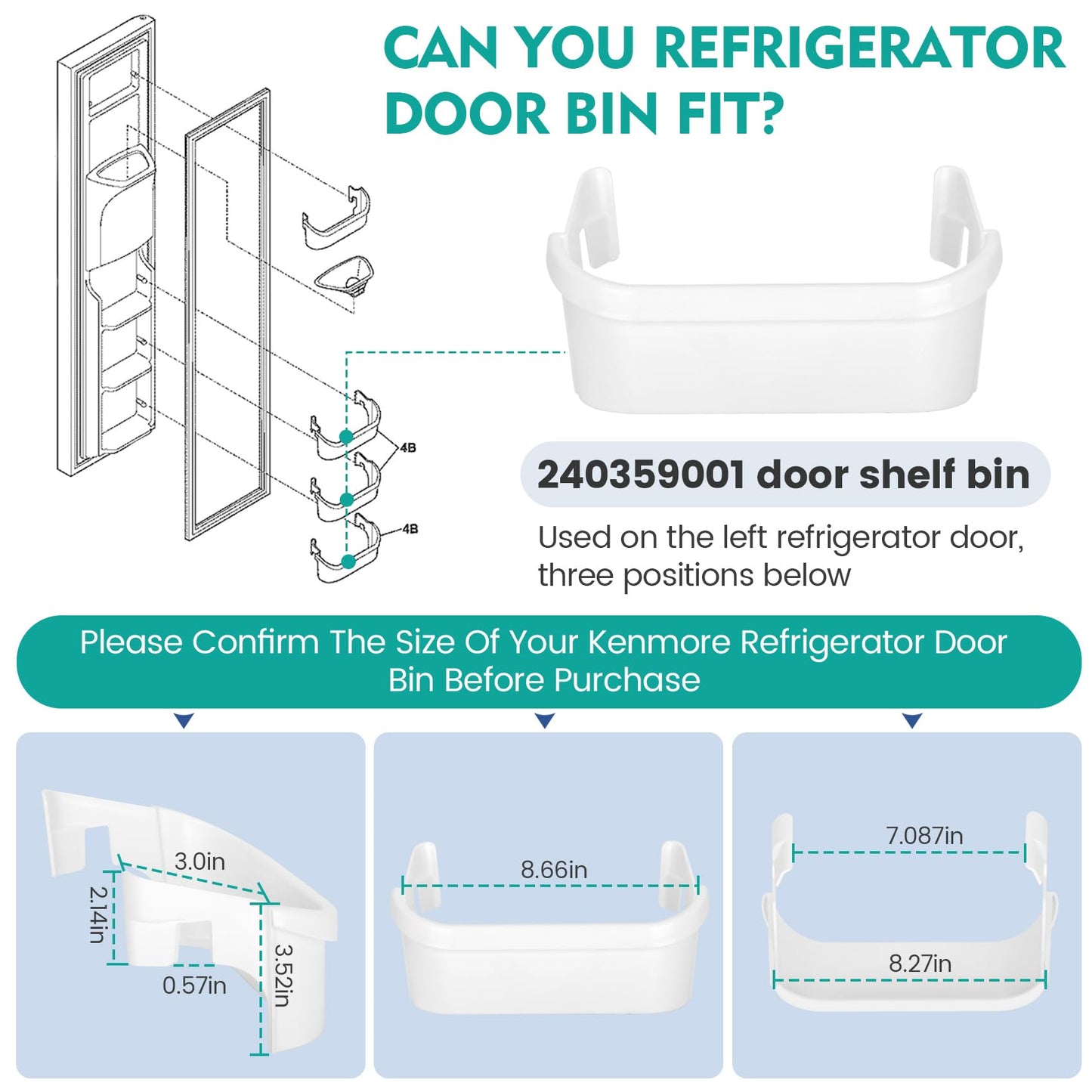 Bullro UPGRADED 240359001 Freezer Door Bin Fits frigidaire 240359000 Replacement AP2116072 240359007 Freezer Door Bin, Also Compatible with ffhs2311lbra ffhs2311lwea 240359001 Freezer Door Bin