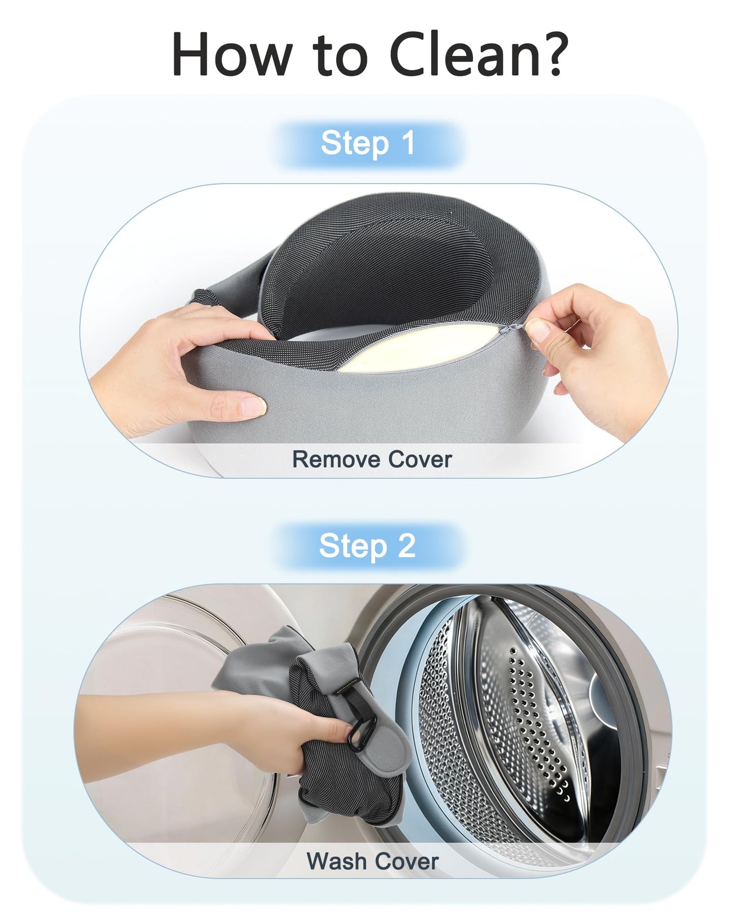BeeVines Travel Pillow with Carry Case, Memory Foam Neck Pillows for Airplanes, 360° Wrap Around Support for Sleeping, Breathable & Washable Cover for Long Flights, Car & Train Traveling