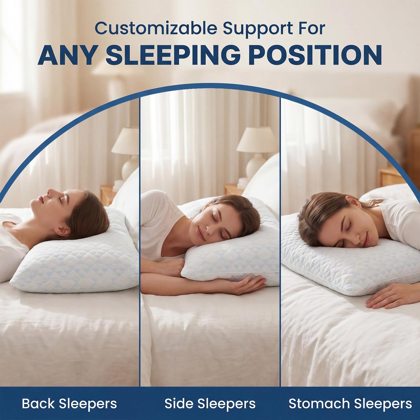 Alkyonos Shredded Memory Foam Pillows for Sleeping, Adjustable Firm Pillow for Side, Back and Stomach Sleepers, Very Soft ＆ Warm for Winter ＆ Spring, Queen Size Set of 2