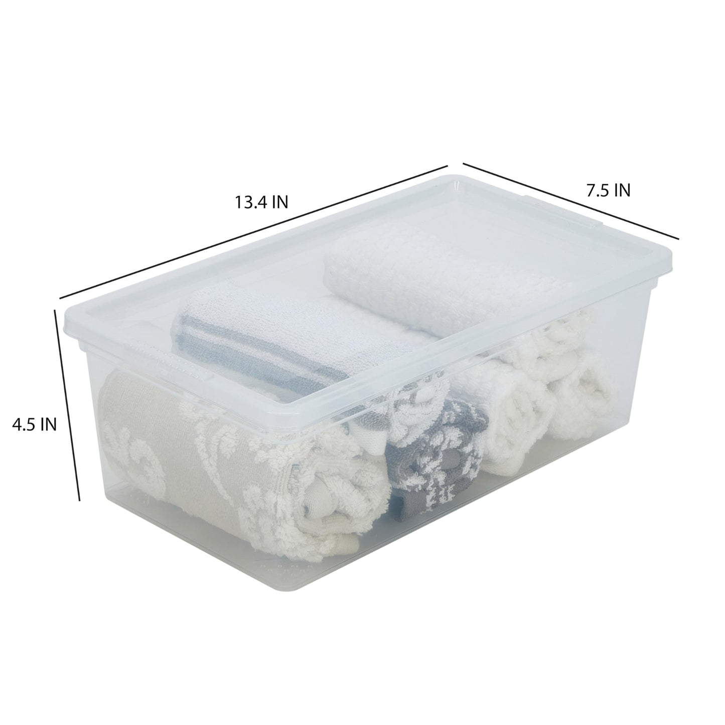Simplify Storage Bins with Lids | Dimensions: 13.23"x 7.5"x 4.5" |6 Pack| Stackable | Nestable Bins | Great for Clothing | Books | Household Items | Shoes | Home Organization | Clear.