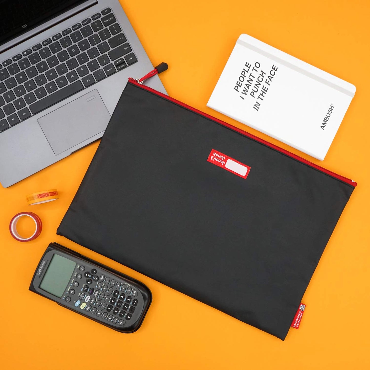 Rough Enough Important Document Storage Plastic File Folder Organizer Bag with Zipper 16 x 11 Inches Black Tarpaulin Water Repellent for Travel Office