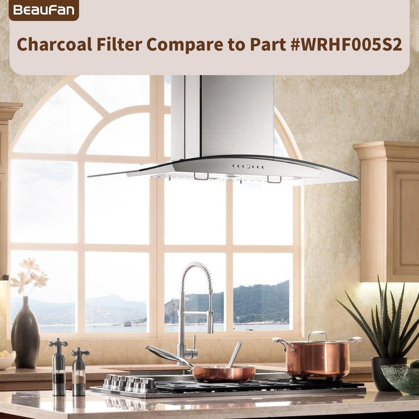Beaufan WRHF005S2 Carbon Charcoal filters Fit for Winflo 30 In. Convertible Stainless Steel Glass Island/Wall Mount Range Hood (Set of 4)