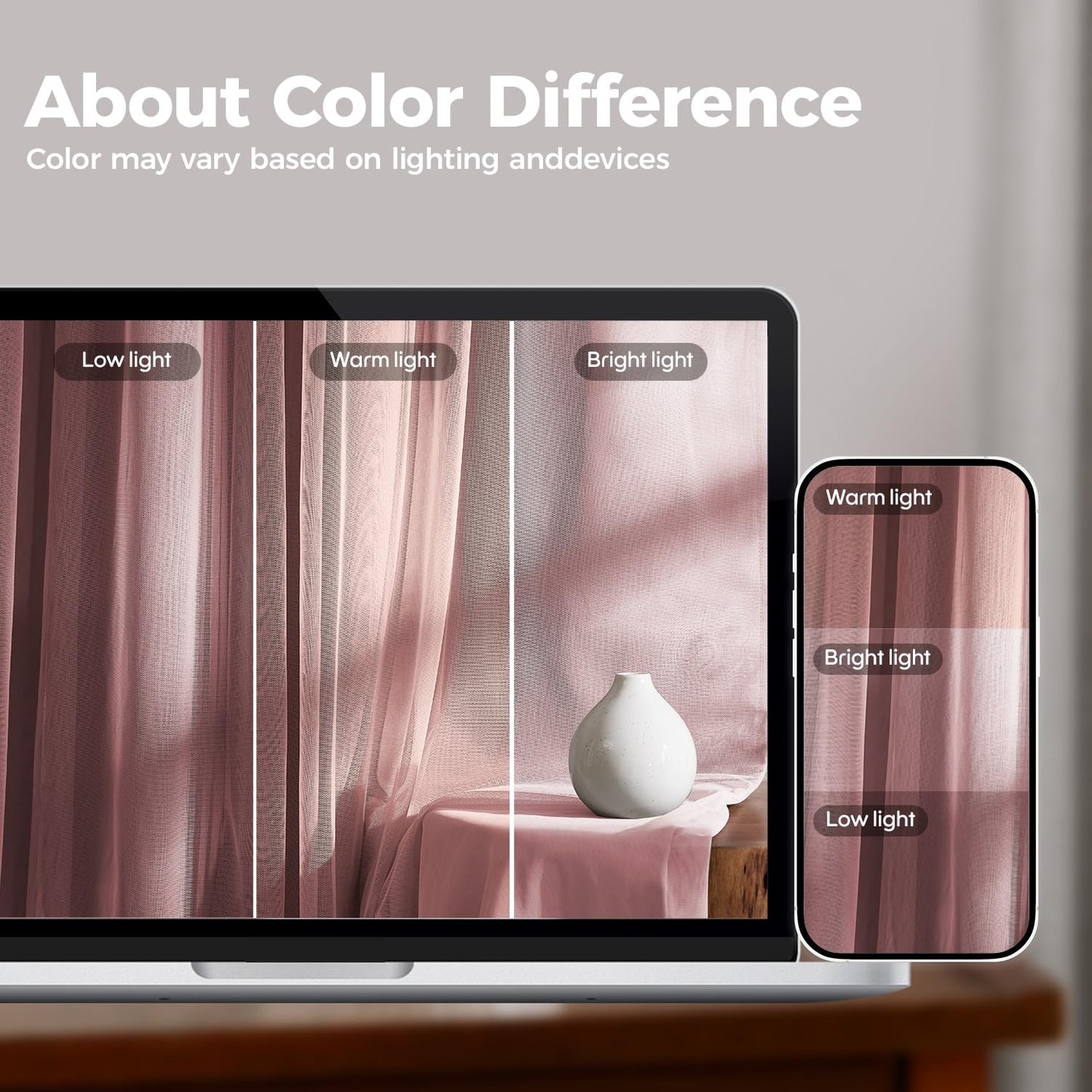 Swandream 100% Blackout Curtains for Bedroom, Double Layer Pink Curtains, Black Out Curtain 84 inch Long with Sheer Overlay for Living Room, Room Darkening Window Drapes with Grommet, 52" W x 84" L