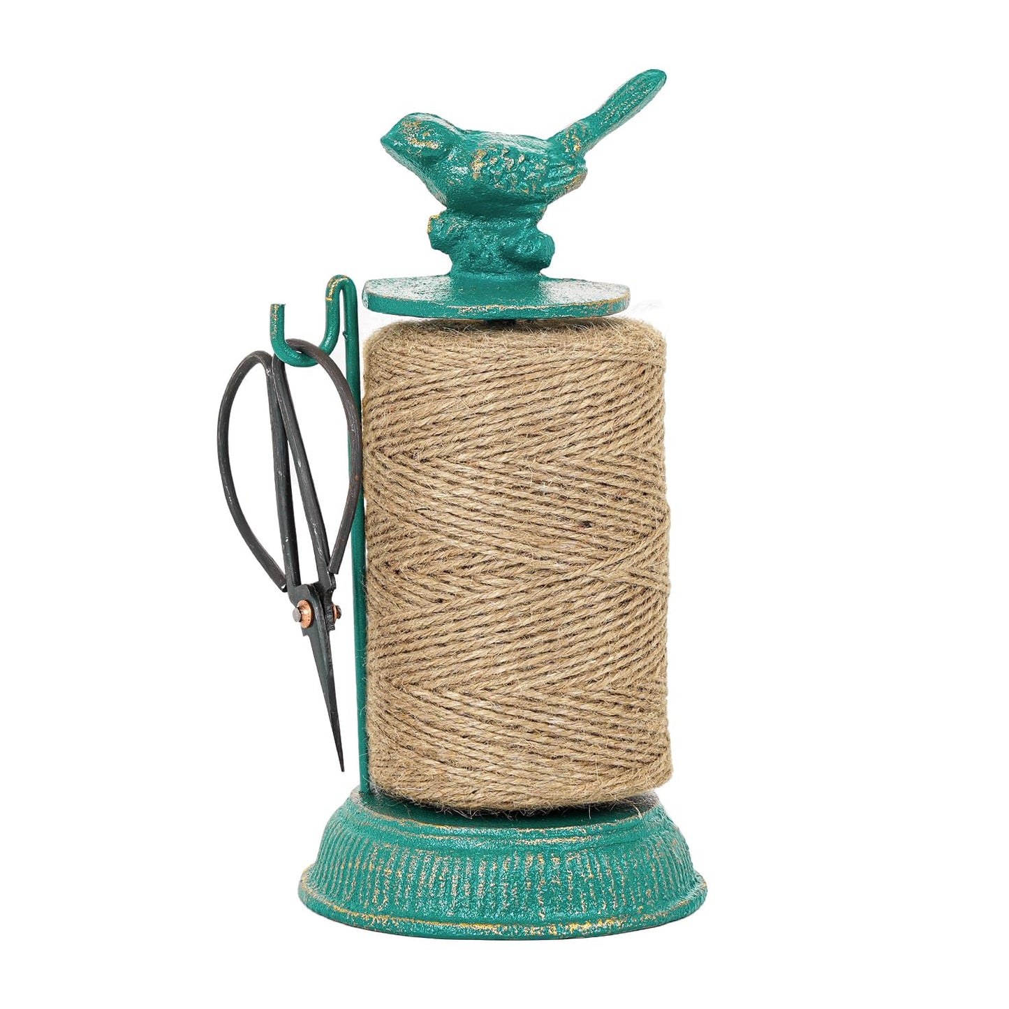 Sungmor Cast Iron Garden Twine Holder Set - 1300ft. Natural Jute Twine String & Rope Rack & Scissors - Decorative & Practical Home Arts Crafts Tools for Picture Display Gift Wrapping Packing Gardening