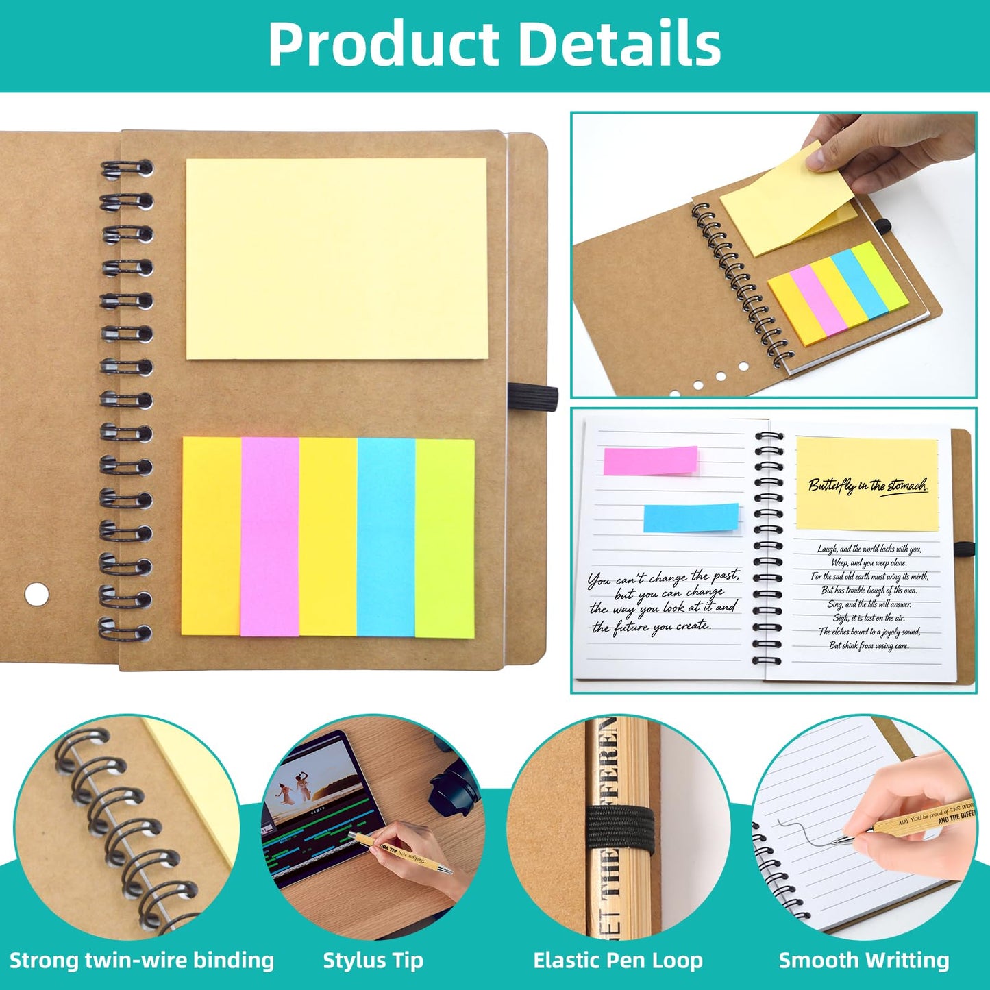 60 Pcs/30 Sets Employee Appreciation Gifts Bulk - Inspirational Spiral Notebooks with Motivational Pens, Thank You Gifts, Valentines Gift for Staff, Coworkers,Teacher, Team, Nurse, Office & School