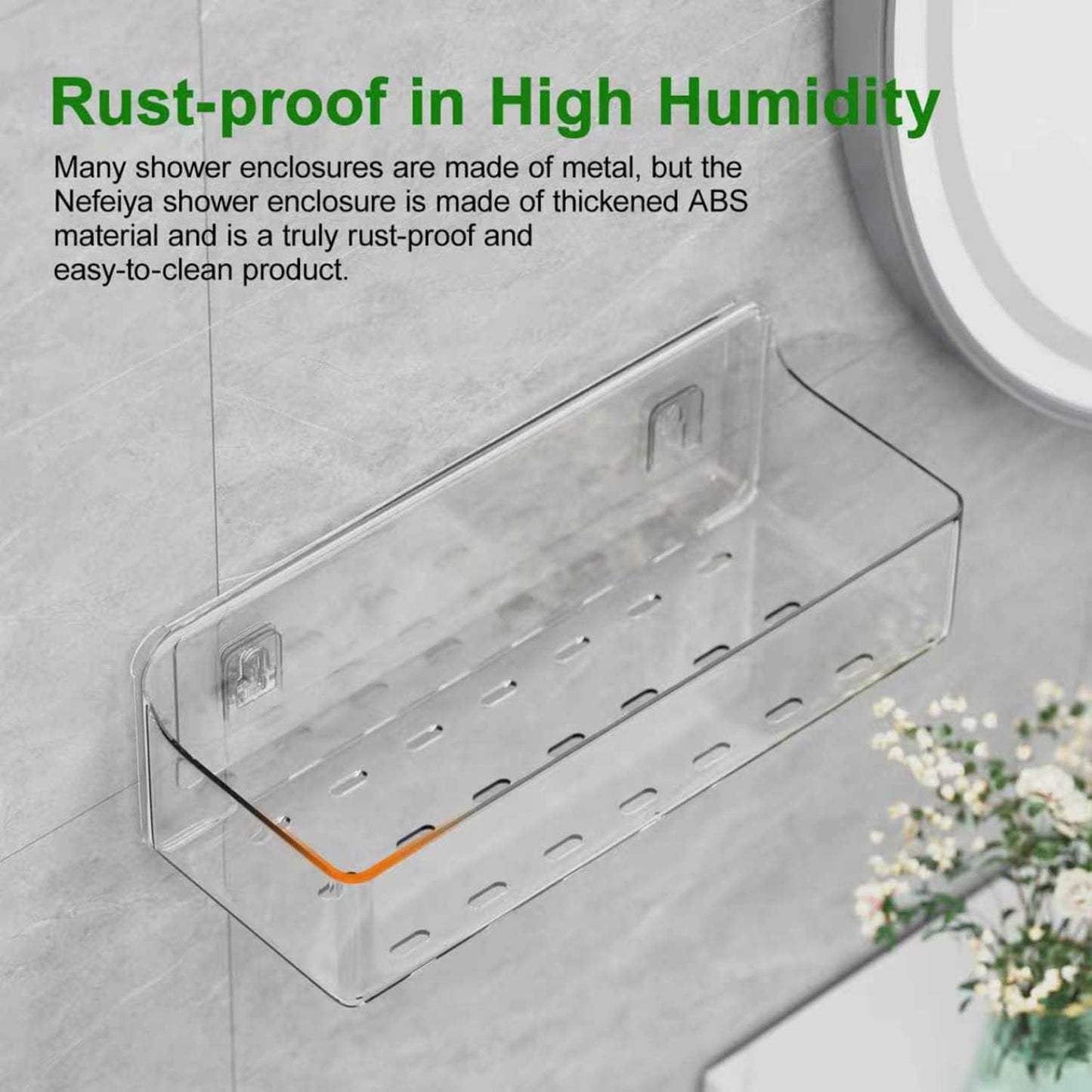 Nefeiya Adhesive Shower Caddy 6 Pack Rustproof Shower Shelves for Inside Shower No Drilling Bathroom Organizers and Storage Large Rack with Soap Holder Clear (clear)