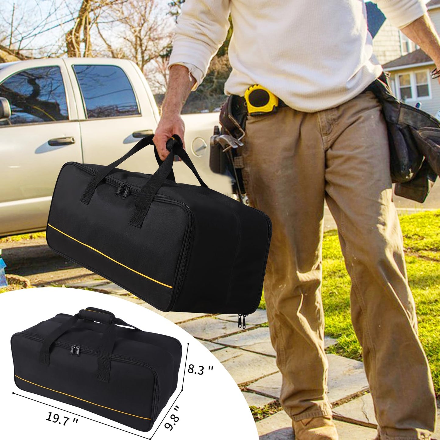 TEFGTER Carrying Bag Compatible with DEWALT 20V Cordless Handheld Vacuum DCV501HB,Large Space Storage Bag for Cordless Handheld Vacuum Cleaner,Storage Case with Extra Pockets,Case Only
