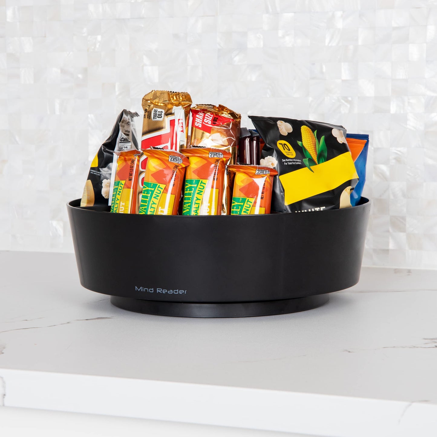Mind Reader Snack Carousel, Countertop Organizer, Snack Tray, Condiment Holder, Breakroom, Kitchen, Black