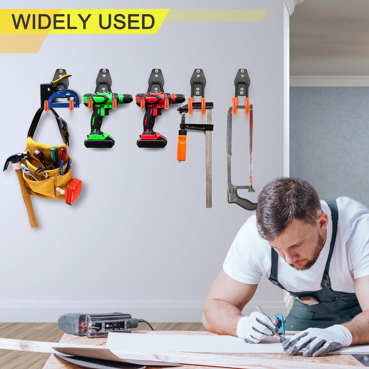 LUPYJI 28 Pack Heavy Duty Garage Hooks, Utility Wall Mounted Storage System, with Anti-Slip Coating Hanger, for Hanging Power and Garden Tools, Ladders, Bikes, Ropes and Bulk Items