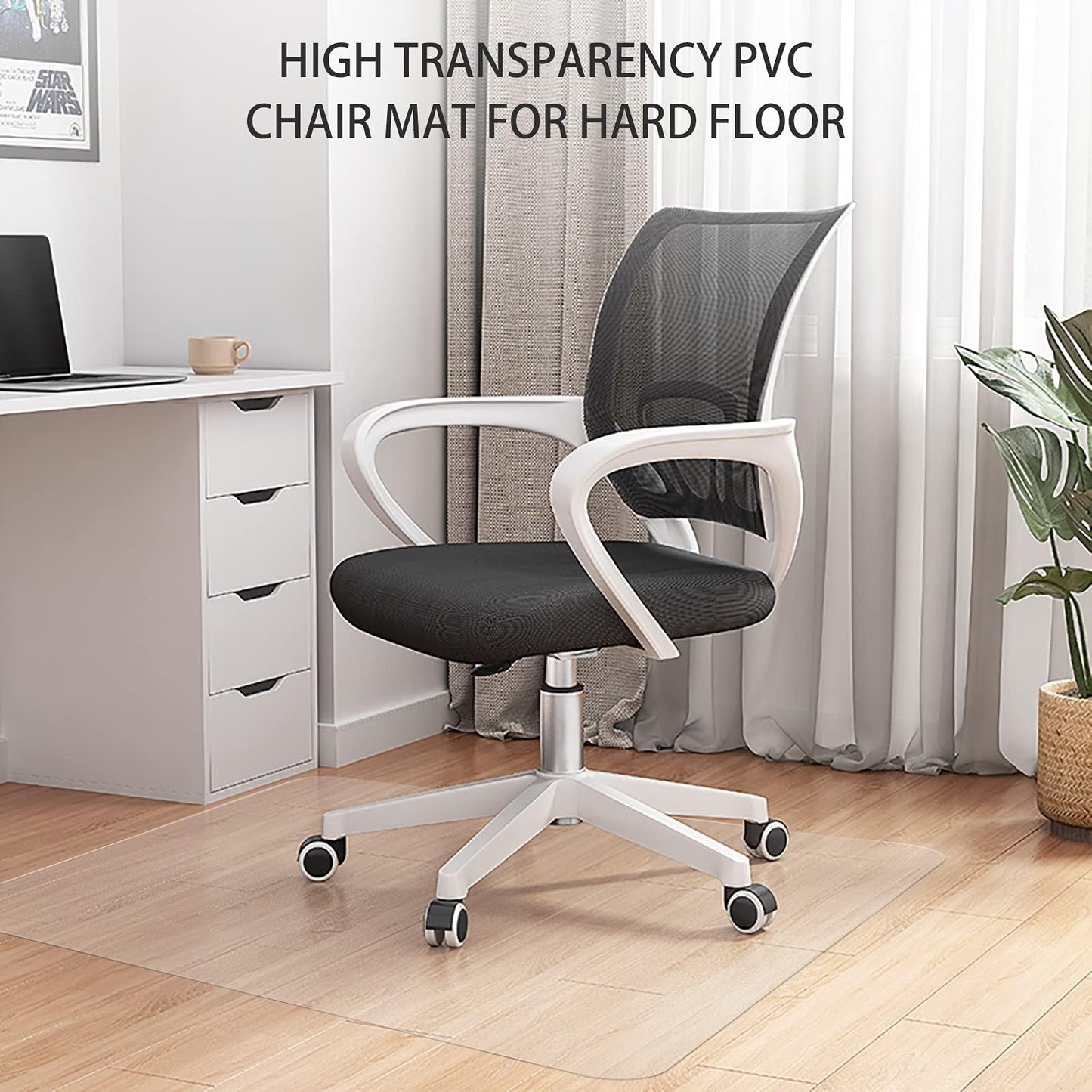 SHAREWIN Office Chair Mat for Hard Floors - 47''×47'',Heavy Duty Clear Wood/Tile Floor Protector PVC Transparent