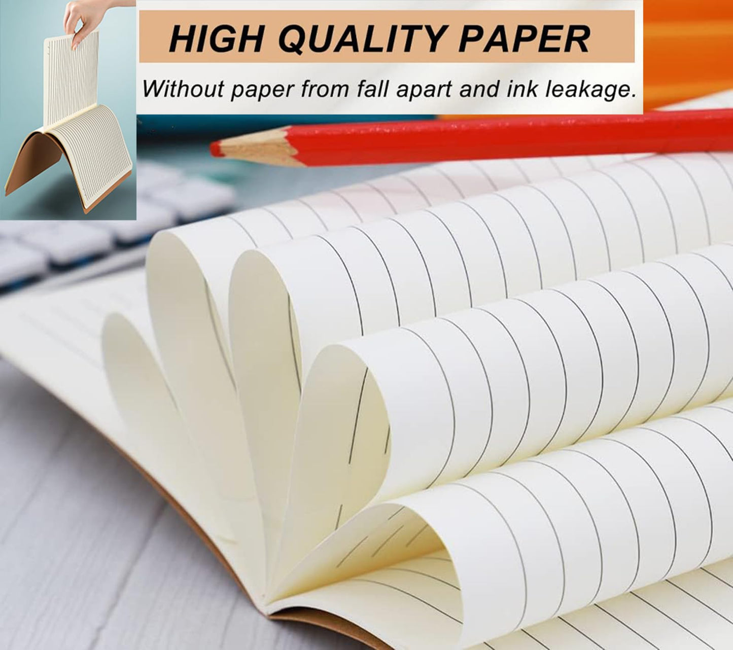 FAWTEEM 48 Pack A5 Lines Notebook Bulk Kraft Cover College Ruled, Lined Paper Travel Journals Composition Diary Subject Notebooks Planner, 60 Pages, 8.3”x 5.5”