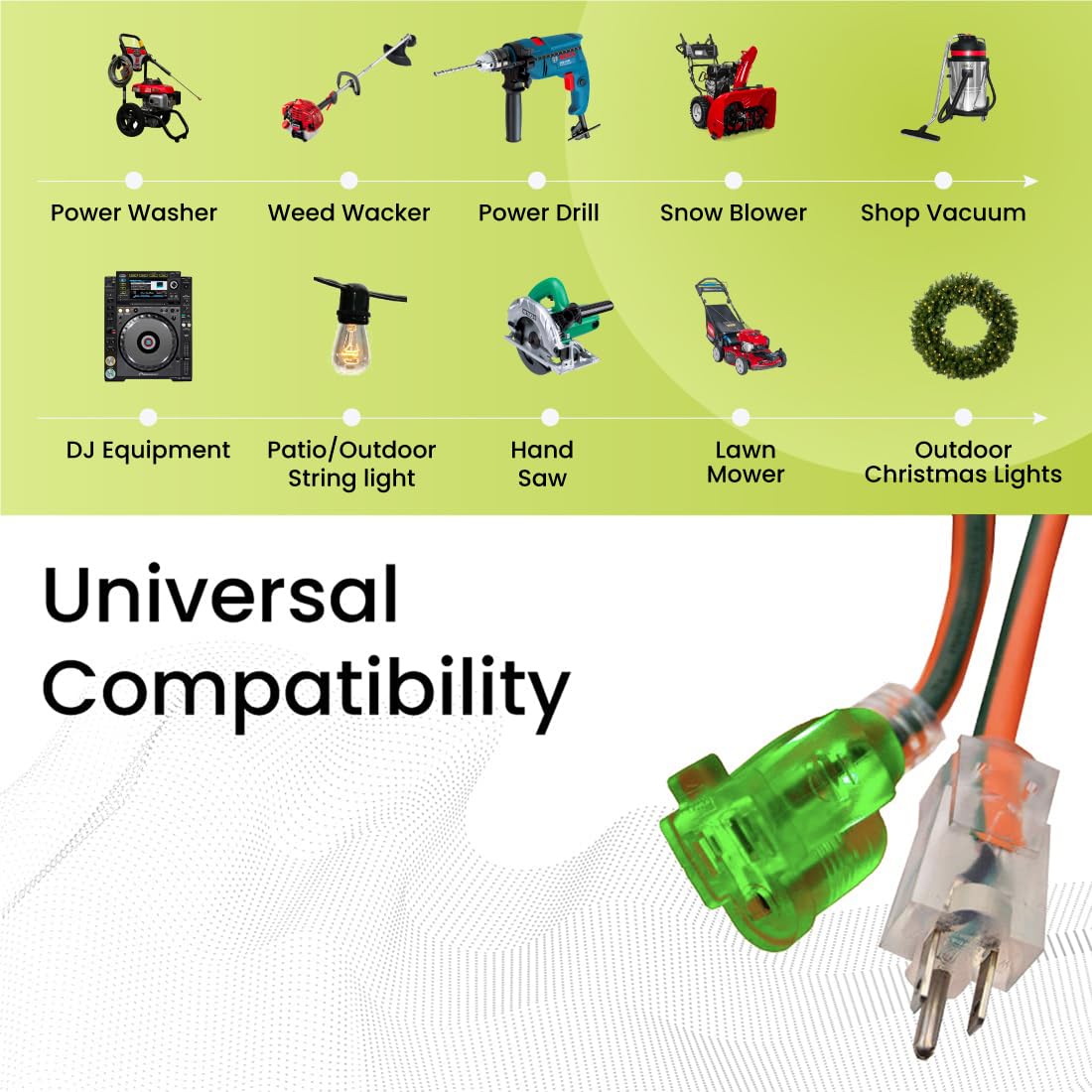 Power By GoGreen Go Green Power Inc. 16/3 50-Foot Outdoor Extension Cord - Heavy-Duty, Weatherproof, GG-13750