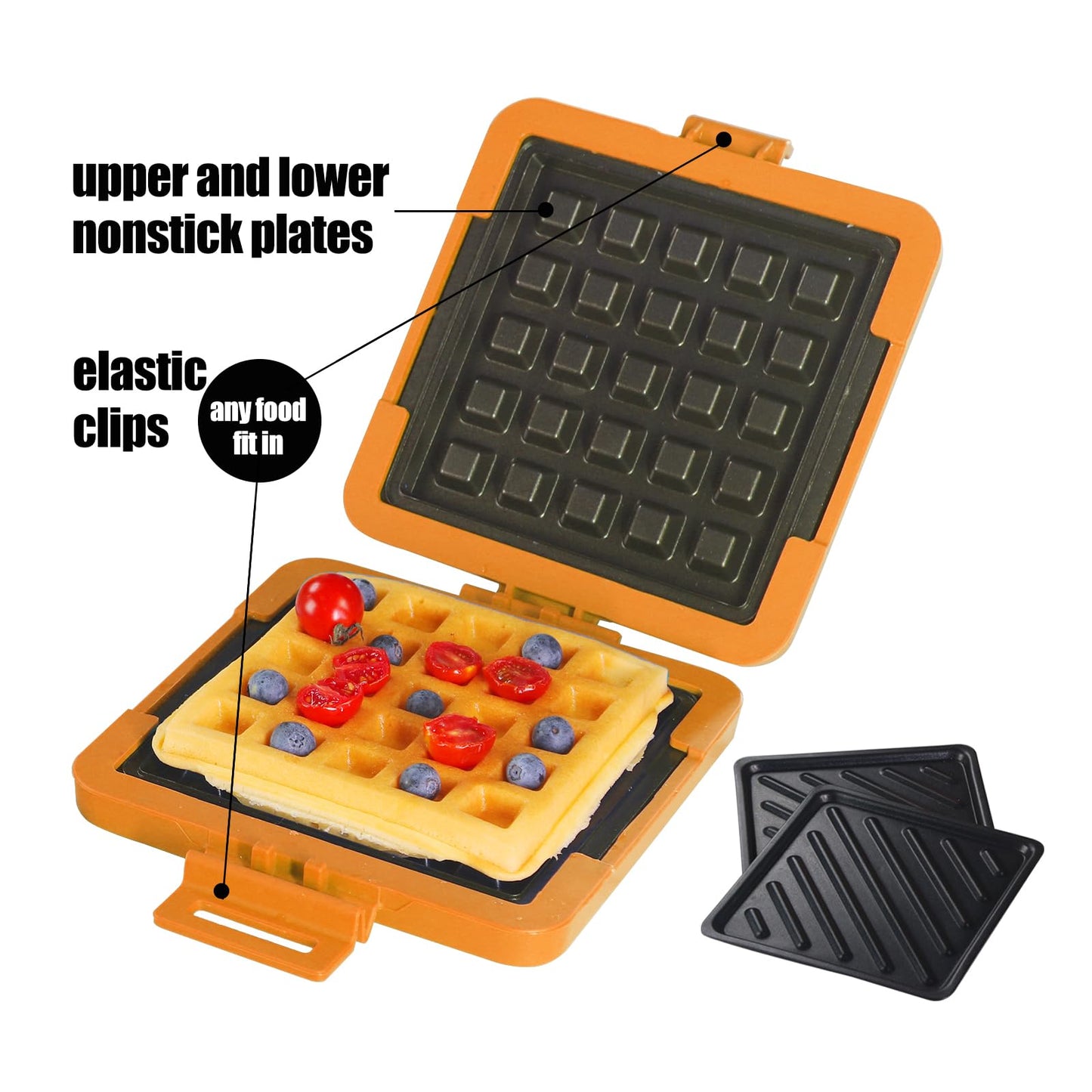 MKYSAIL Microwave Sandwich Maker & Waffle Maker 2-in-1 Set - Full Wrap detachable Silicone waffle sandwich maker for Breakfast/meats,Fast Grilled cheese,Dishwasher Safe,Portable for Home/Travel/Gifts