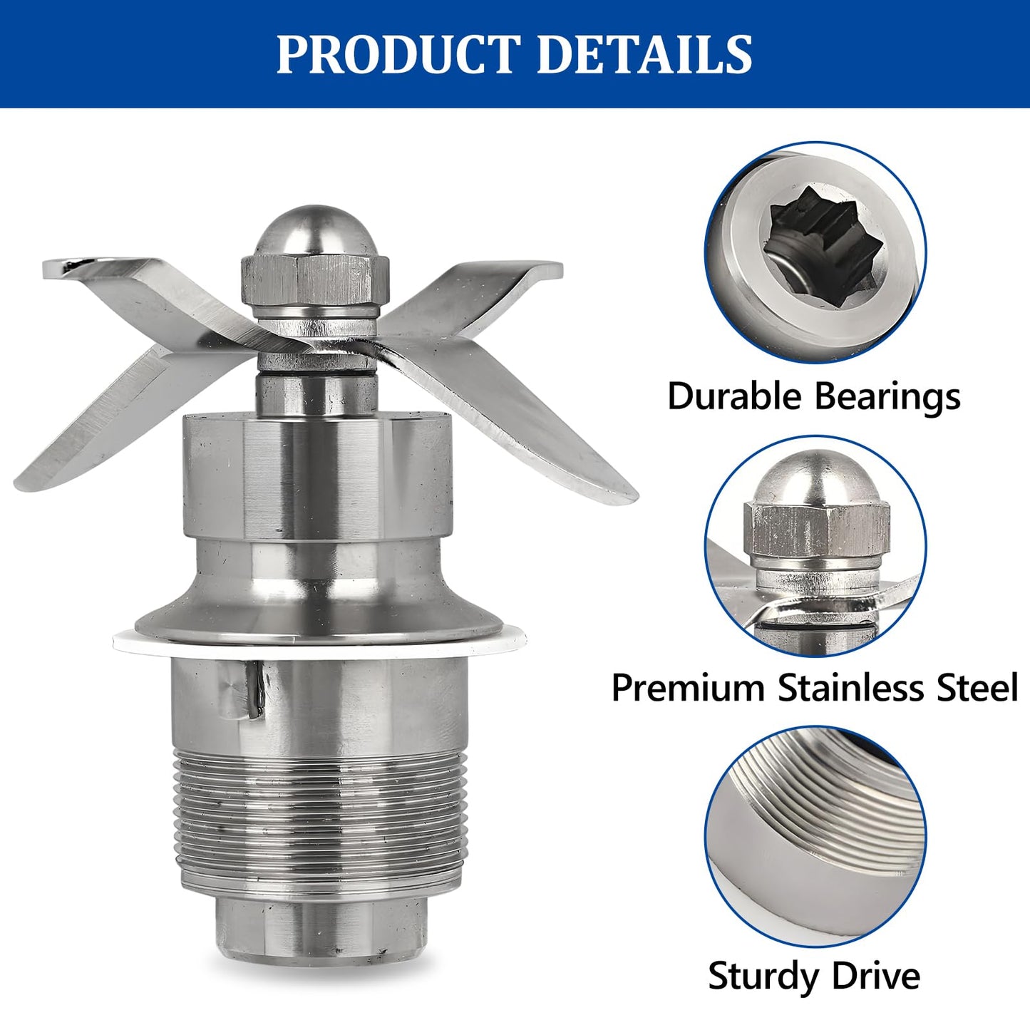502977 Blending Assembly Blade Cutting Assembly Blender Part 502977 502975 18396 Compatible with Waring Cutting Blade Assembly Replacement CB6 CB10 CB15