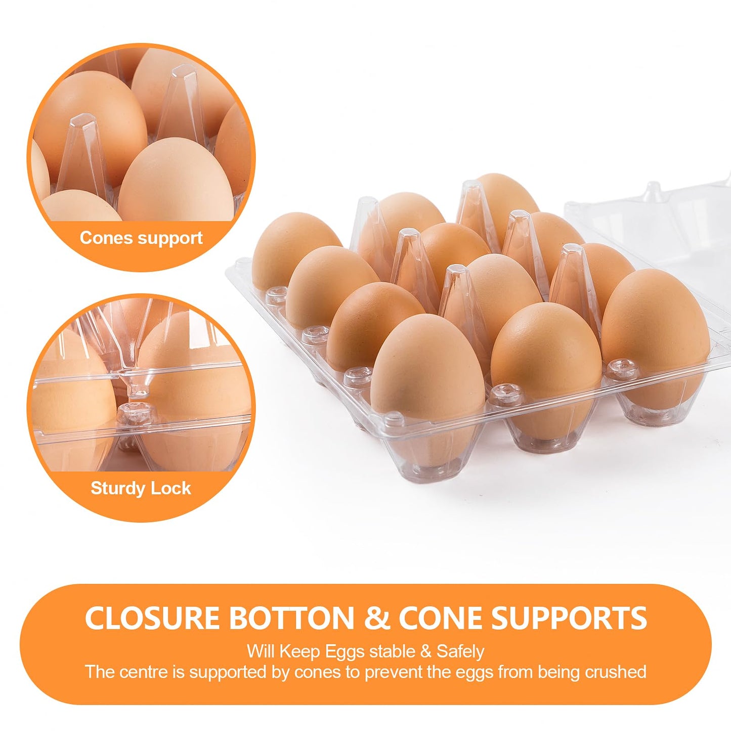 160 Pack Egg Cartons Cheap Bulk 12 Count Clear Empty Egg Cartons for Chicken Eggs 3x4 Grids, Reusable Egg Holder Egg Trays for Family, Chicken Farm, Markets Display - Egg Containers for Fresh Eggs