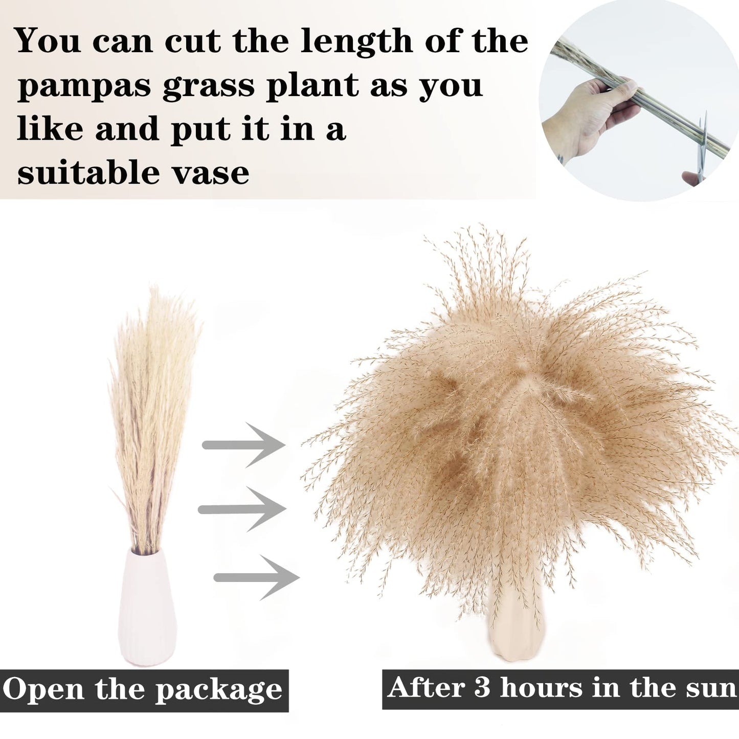 200PCS Dried Flower Bouquet – Pampas Grass, Floral Decor for Home, Wedding, and Boho Style | Perfect for Vases, Fall, Spring, Summer, and Winter Arrangements
