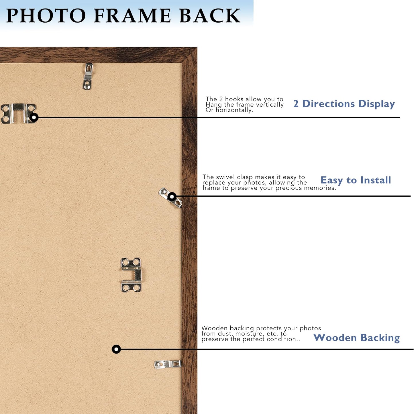 QOTIB Wood 24x36 Picture Frame with 20x30 Mat, Display 20x30 with Mat or 24x36 Without Mat, Wood 24 by 36 Photo Frame, 24 x 36 Frame for Wall Hanging Display, Deep Brown
