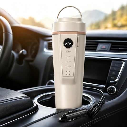 12V/24V Car Kettle, Portable Kettle for Hot Water, 316 Stainless Steel Premium Liner,Smart Multi-speed Temperature Control for Truck Driver OTR, Road Trips, RV(CREAM)
