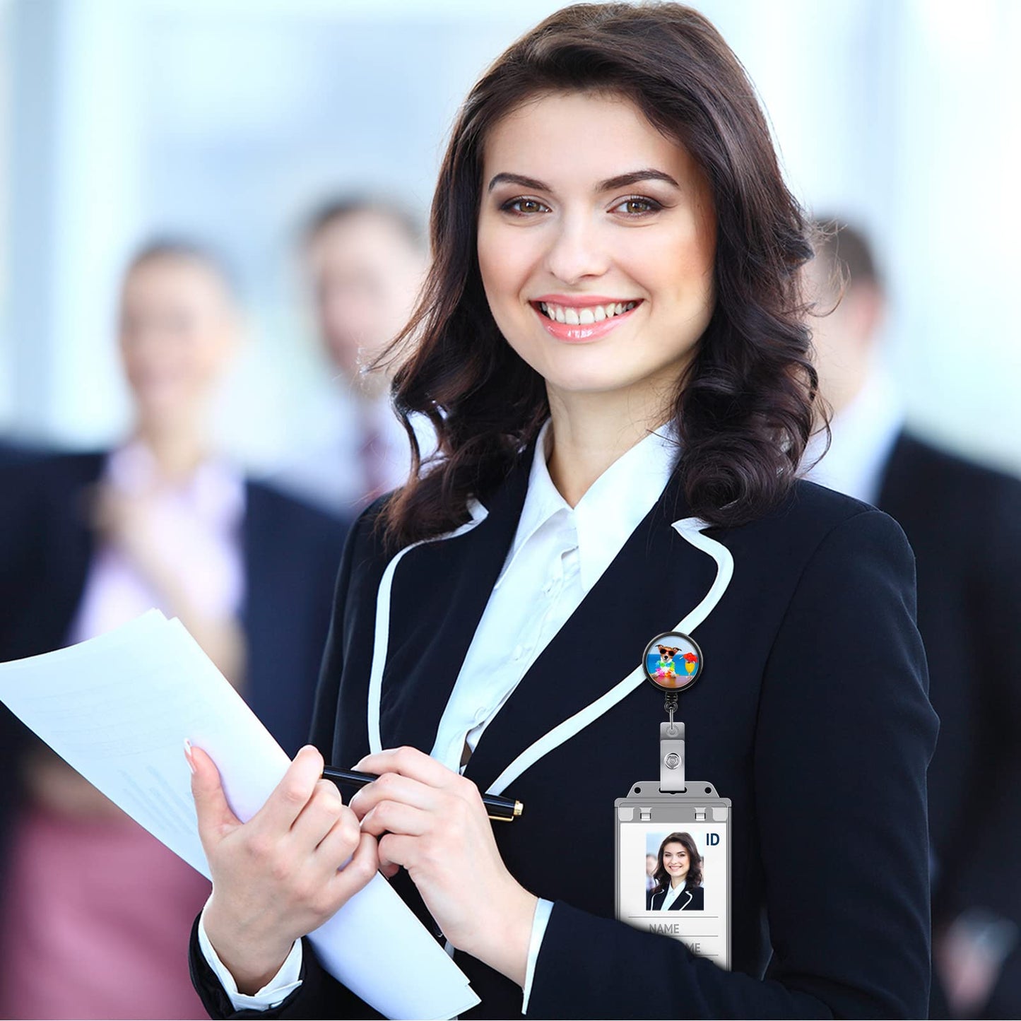 Tinlade 100 Pack Permanent Locking Hard Plastic Badge Holder Vertical Clear ID Badge Holder Heavy Duty Protector Case for Office School Card Travel 2.4 x 4.2 inches