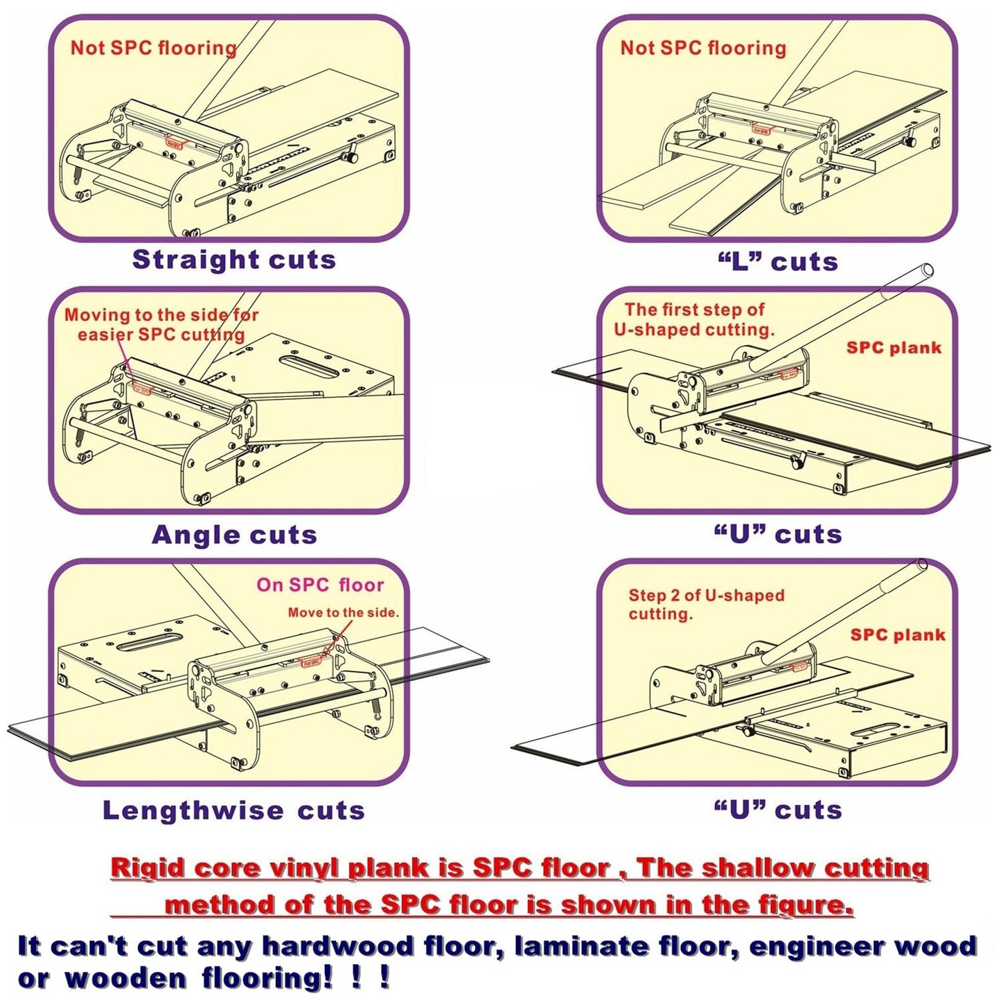MantisTol 13" Pro SPC, LVP, LVT, WPC, RVP, VCT, PVC and Rigid Core Vinyl Flooring Cutter LVT-330; Cuts up to 5/16" (8mm) thick !