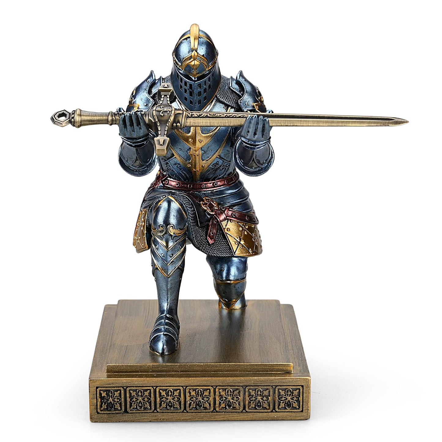 HDMbigmi King's Guard Knight Pen Holder Pen Stand Desk Organizers and Accessories Resin Pencil Holder as Gift for Office and Home (Blue)