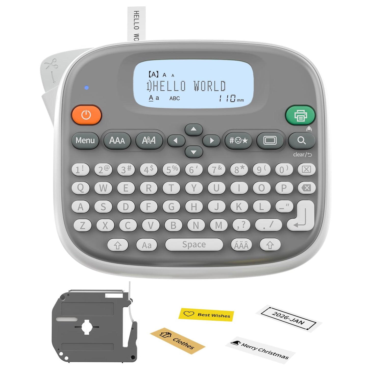Rongta Label Maker Machine with Tape, Label Maker Waterproof with QWERTY Keyboard, TM95 12mm Portable Labeler for Home Organization, Office or School Supplier (Label Maker with 1 Tape, White)