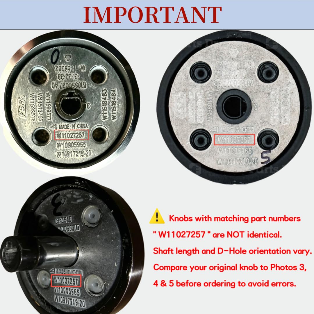 Sieri W11027257 Knobs for Whirlpool WEE745H0FS2 WEE745H0LZ0 WEE745H0FS1 WEE745H0FS0 WEE745H0FS3 WEE745H0LZ4 WEE745H0LZ1 WEE745H0LZ3 Electric Range. Check Step 1-4 Before Ordering (4pcs)