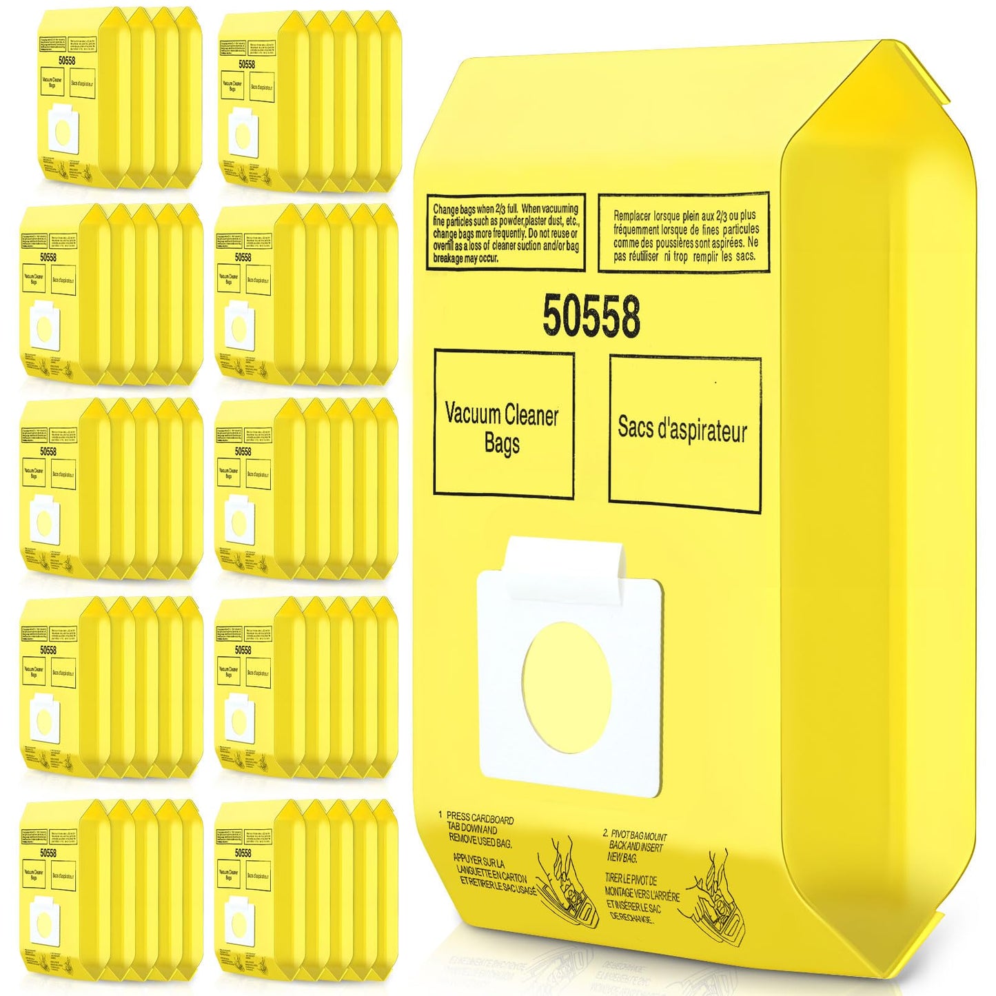 DTESL 50 Pack Vacuum Cleaner Bags Fit for Kenmore Canister Type C/Q 5055 50555 50557 50558 and Pana·sonic Type C-5 C-18, 200 Series, 400 Series, 600 Series, 700 Series, 800 Series (50 Pack)
