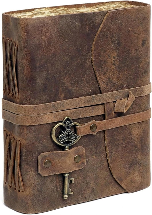 Vintage Leather Journal - Antique Handmade Leather Bound journal with deckle edge paper for Men And Women Diary - Leather Sketchbook - Drawing Journal Notebook - Great Gift (11.7X8.3)