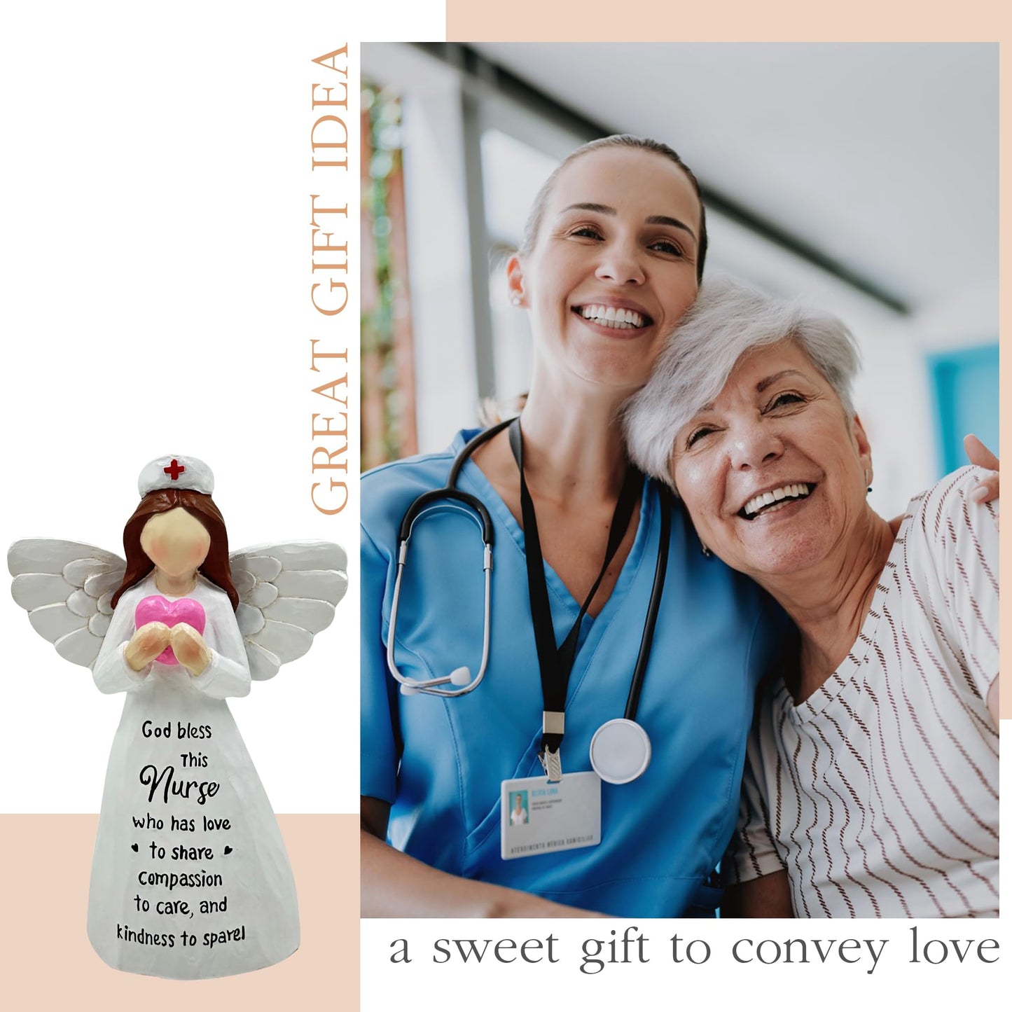 Bozspacer Nurses Gifts - Hand-Painted Nurse Angle Figurine for Women, Nurse Practitioner, RN, Healthcare Workers - Graduation and Medical Graduates Resin Doll - 5.9 Inches Decor for Christmas
