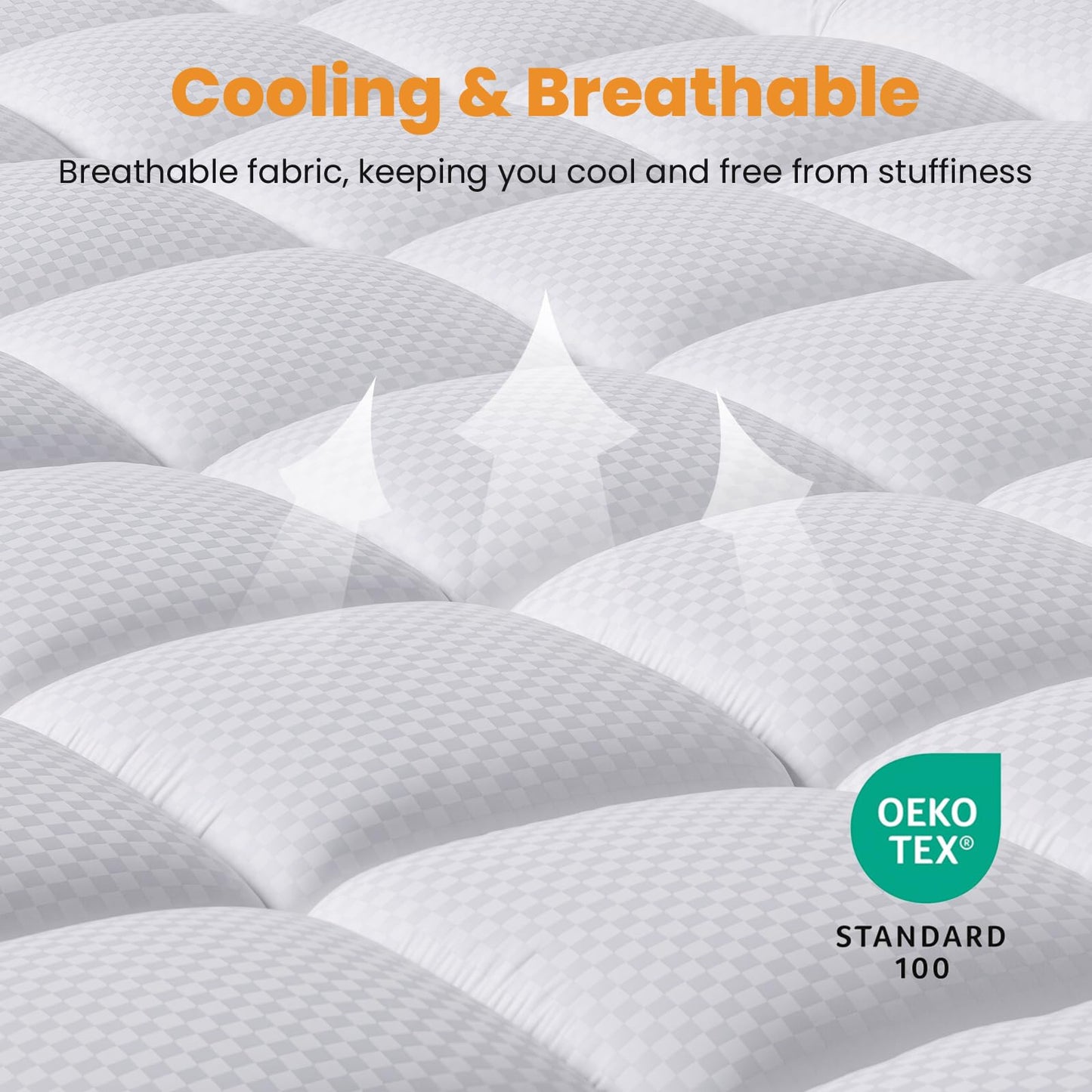 MATBEBY King Size Mattress Pad - Cooling Breathable Mattress Topper, Quilted Fitted Mattress Protector, Pillow Top Mattress Cover with 8-21" Deep Pocket, Soft, Machine Washable, White, 78x80 Inches