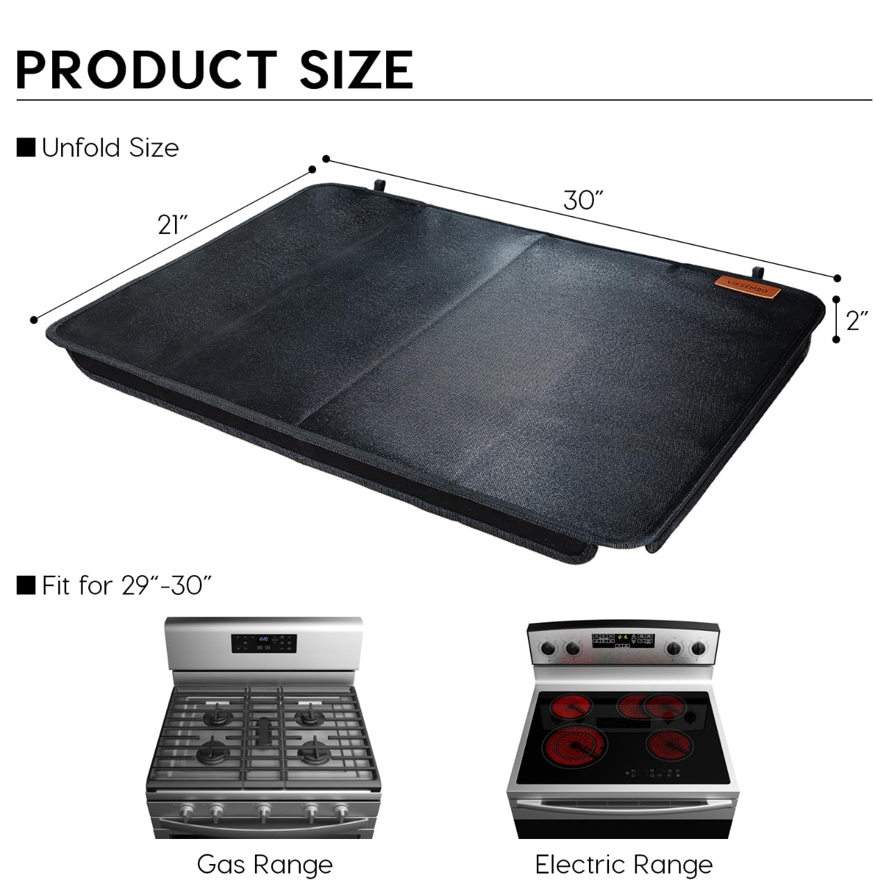 Fireproof Gas Stove Top Cover – Heat-Resistant Gas Stove Cover Hard Board, Foldable Oven Cooktop Protector, Durable & Easy-Clean Black Range Mat, 30 x 21 Inch