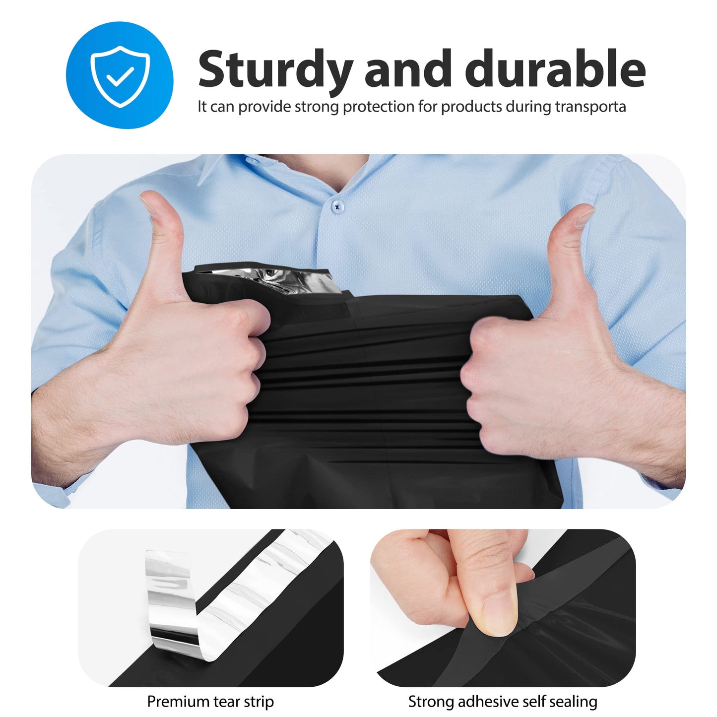 Fuxury 500 Pcs 12x15.5" Poly Mailers,Black Shipping Bags Bulk for Clothing,Strong Adhesive Sealing, Waterproof, Tear-resistant Postal Mailing Poly Bags for Books,Accessories,Business