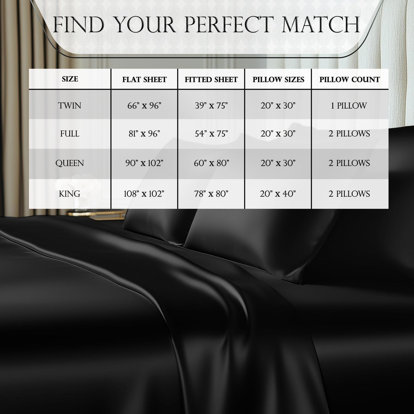 DECOLURE Satin Bed Sheets - 4 Piece Luxury Silky Queen Size Bedding Set - Softer Than Silk, Wrinkle-Free with 15” Deep Pocket Fitted Sheet, Perfect for Hair & Skin, Gifts for Women (Black)