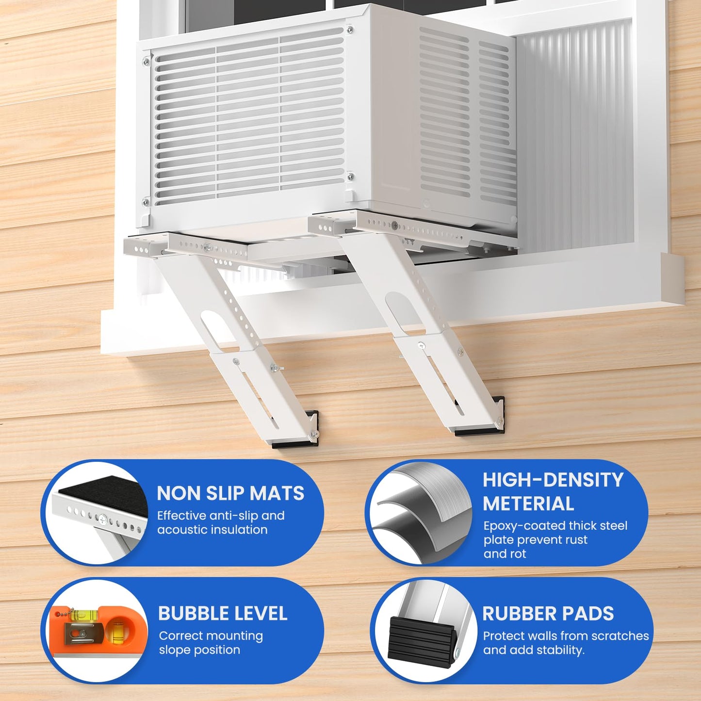 Cestluck No Drill Window AC Support Bracket: Adjustable Air Conditioner Support Bracket, Heavy Duty, Fits Single & Double-Hung Windows, Universal Units for 5000-24000 BTU, Up to 350 lbs
