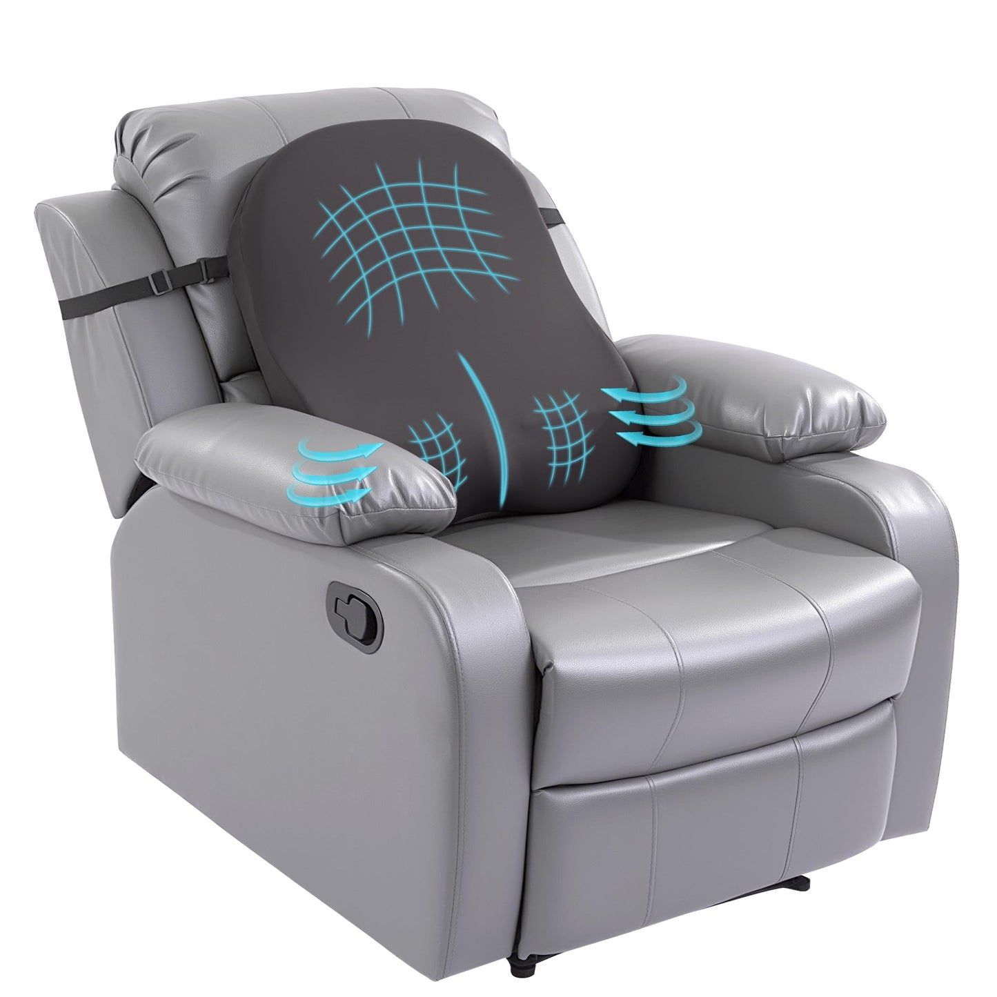 HOMBYS Extra Long Lumbar Support Pillow for Recliner Chair, 50D Molded Memory Foam Back Support Cushion with Full Back Support, Ergonomic Design & Breathable Cover (Grey)